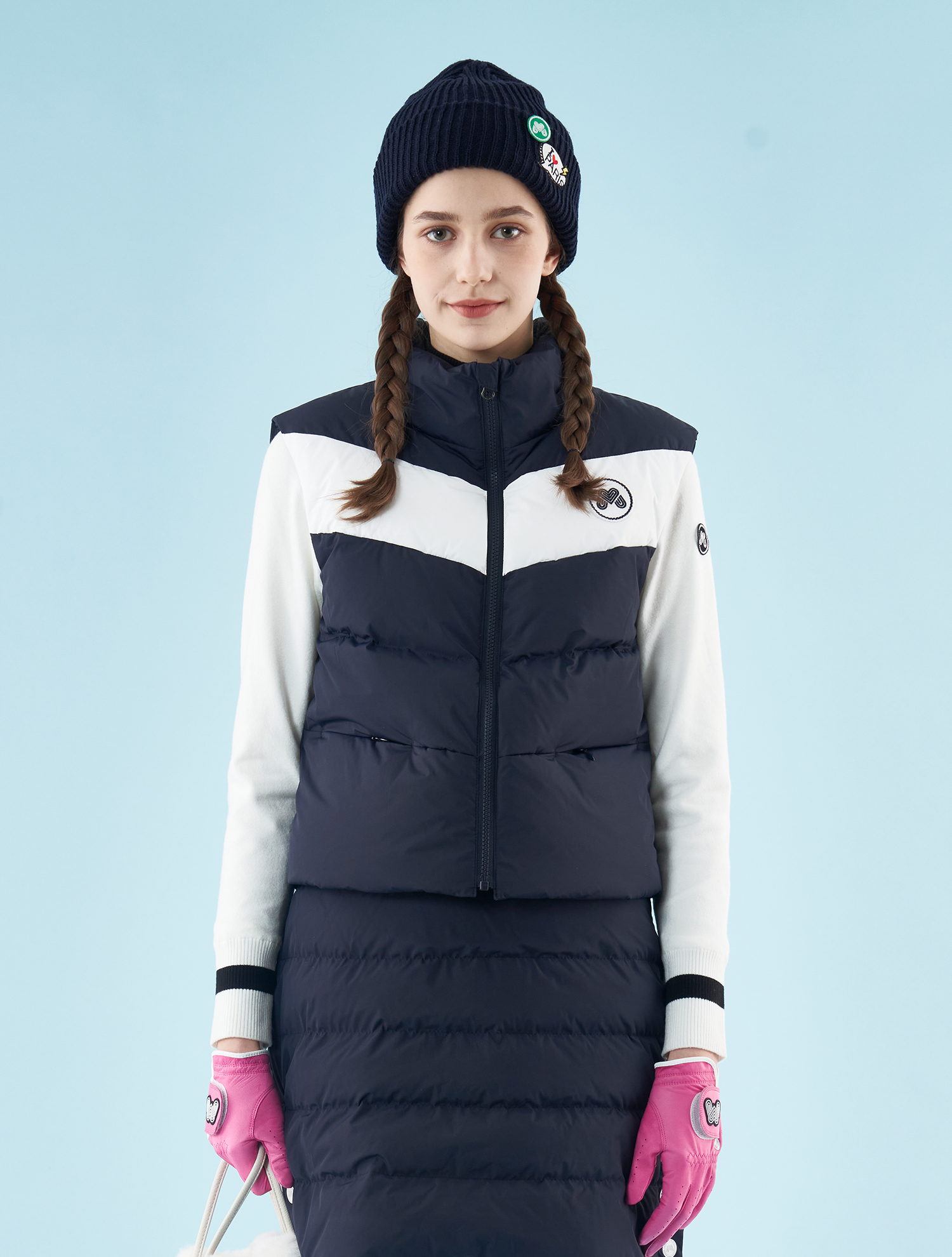 Color Block Down Vest_Navy (Q0BV40149)