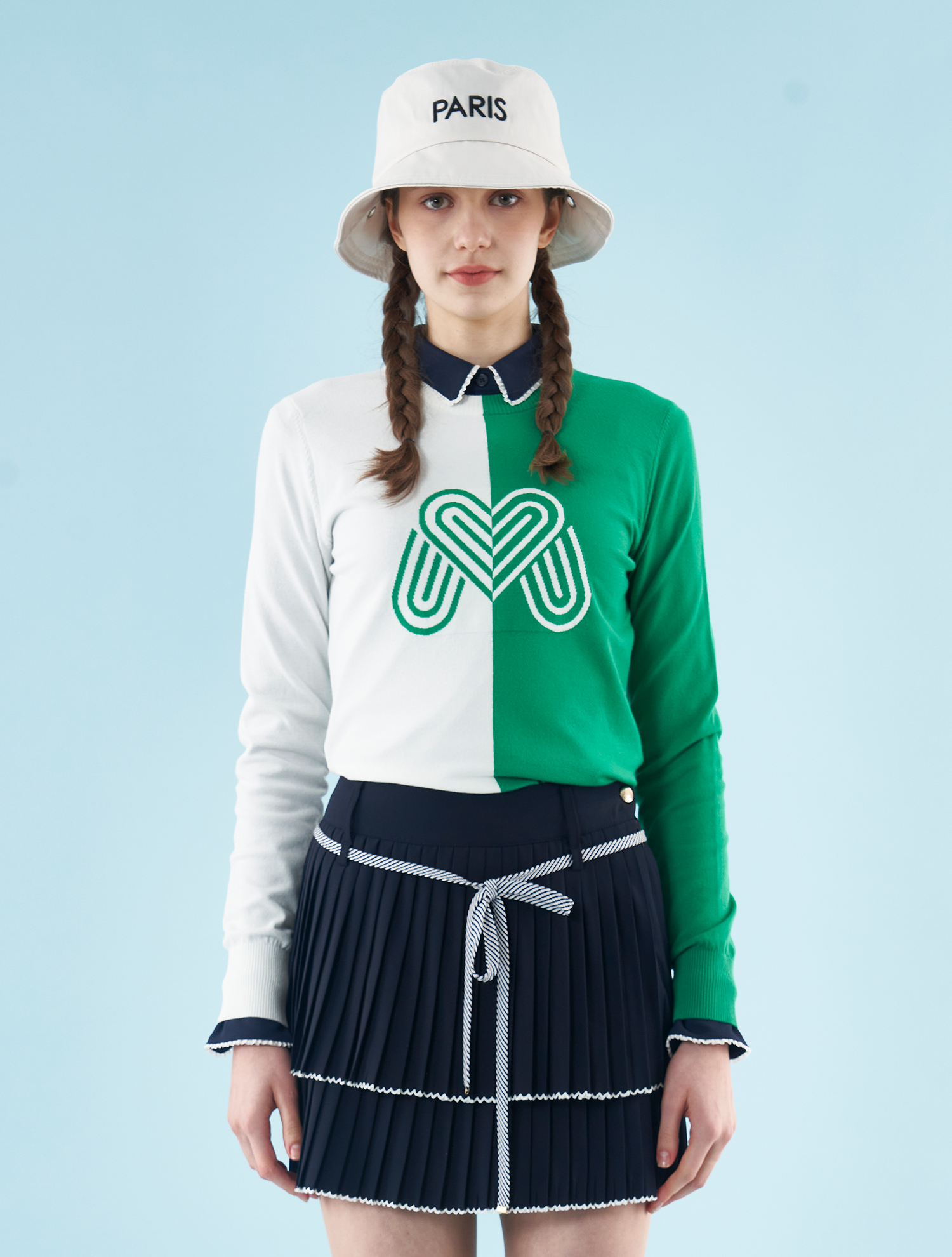 Color Reversal Symbol Point Knit_Green (Q0B230422)