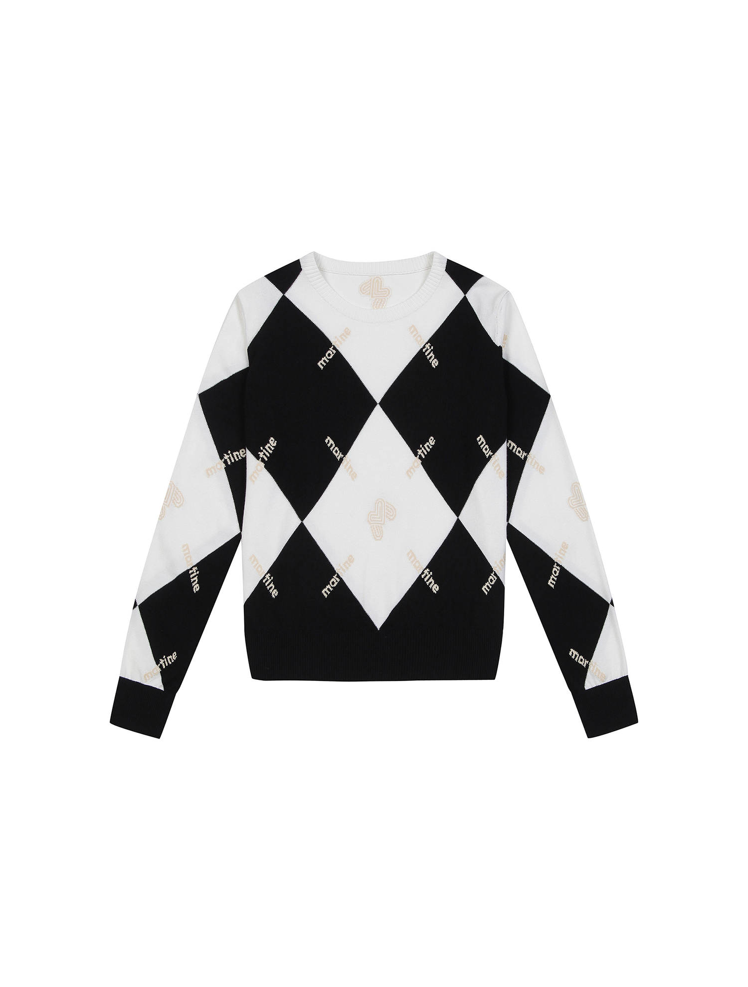 Argyle Pattern Knit_White (Q0B230331)