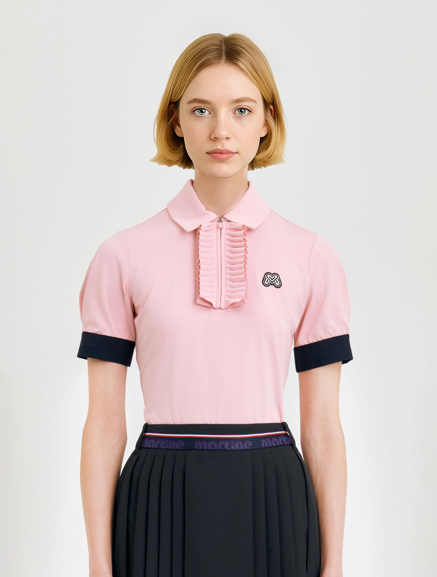 Button Frill Polo Shirts_Pink (QW0DKS20873)