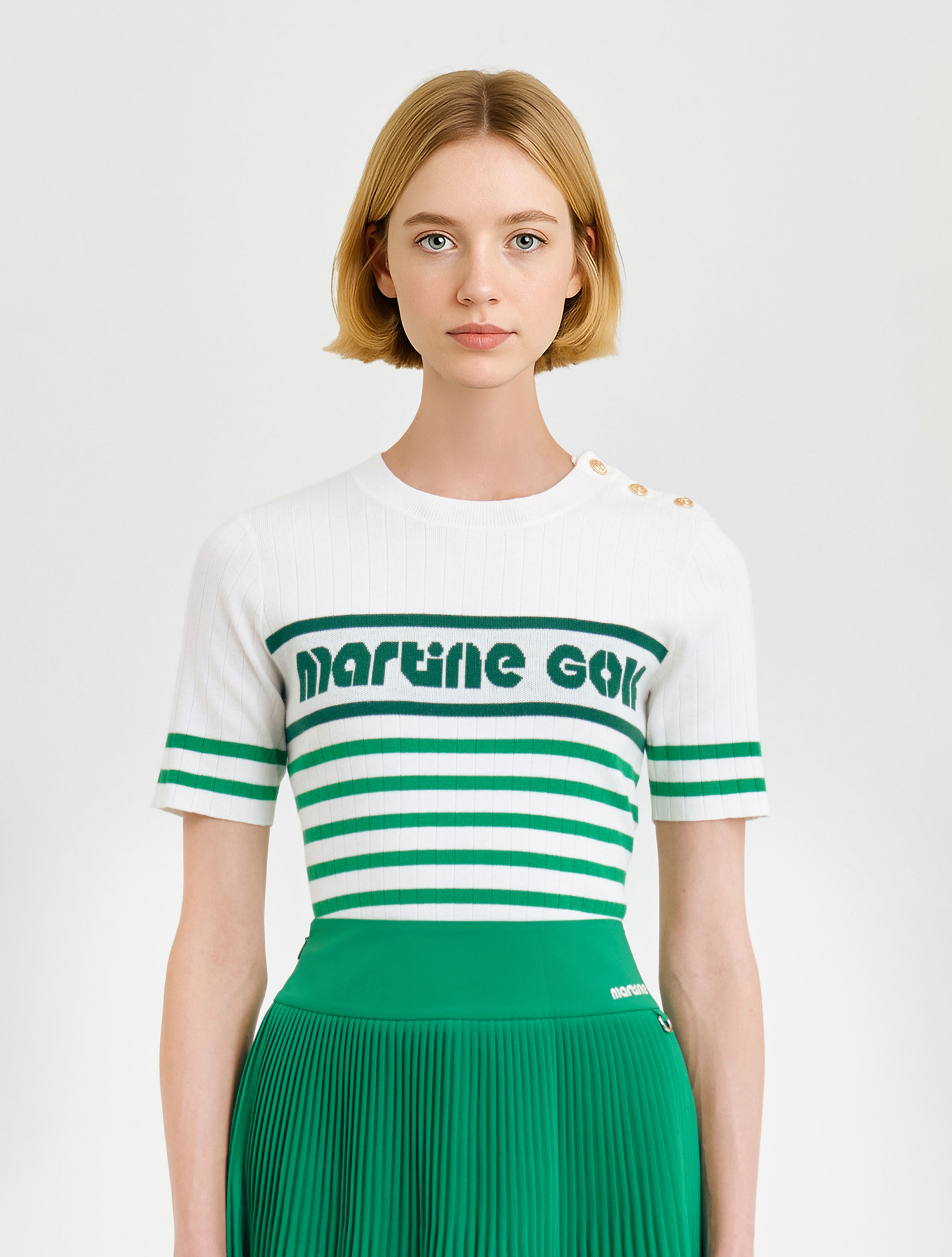 Stripe Round Sweater_Green (QW0DRD20122)