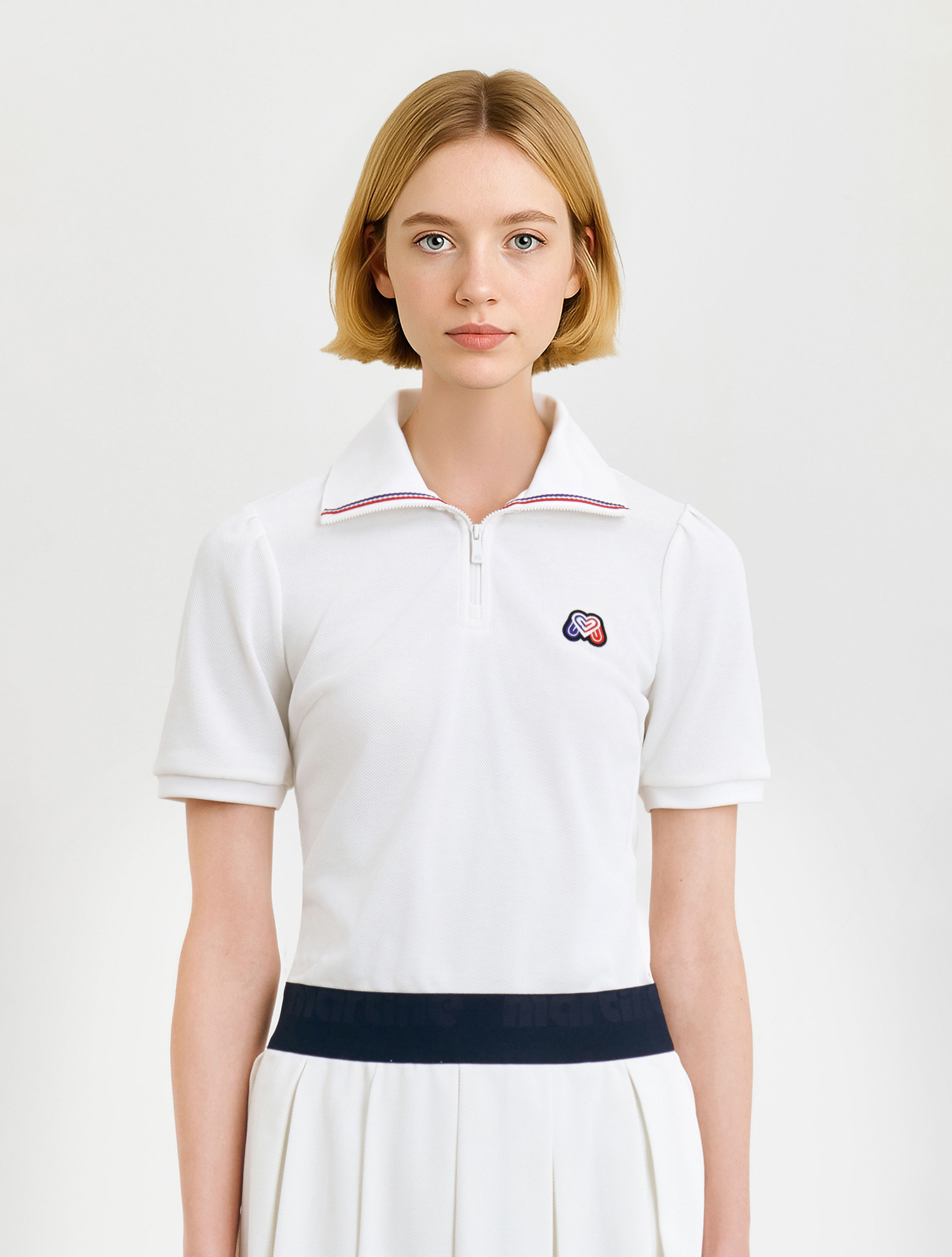 Pique Zip-up One-piece_White (QW0DOP20131)