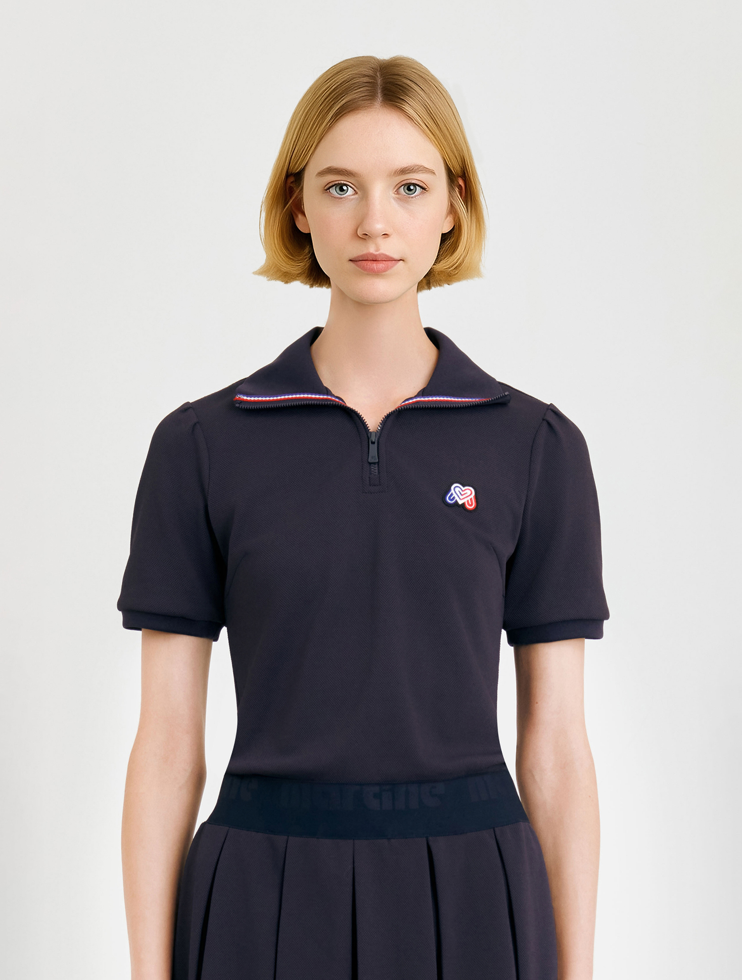 Pique Zip-up One-piece_Navy (QW0DOP20149)