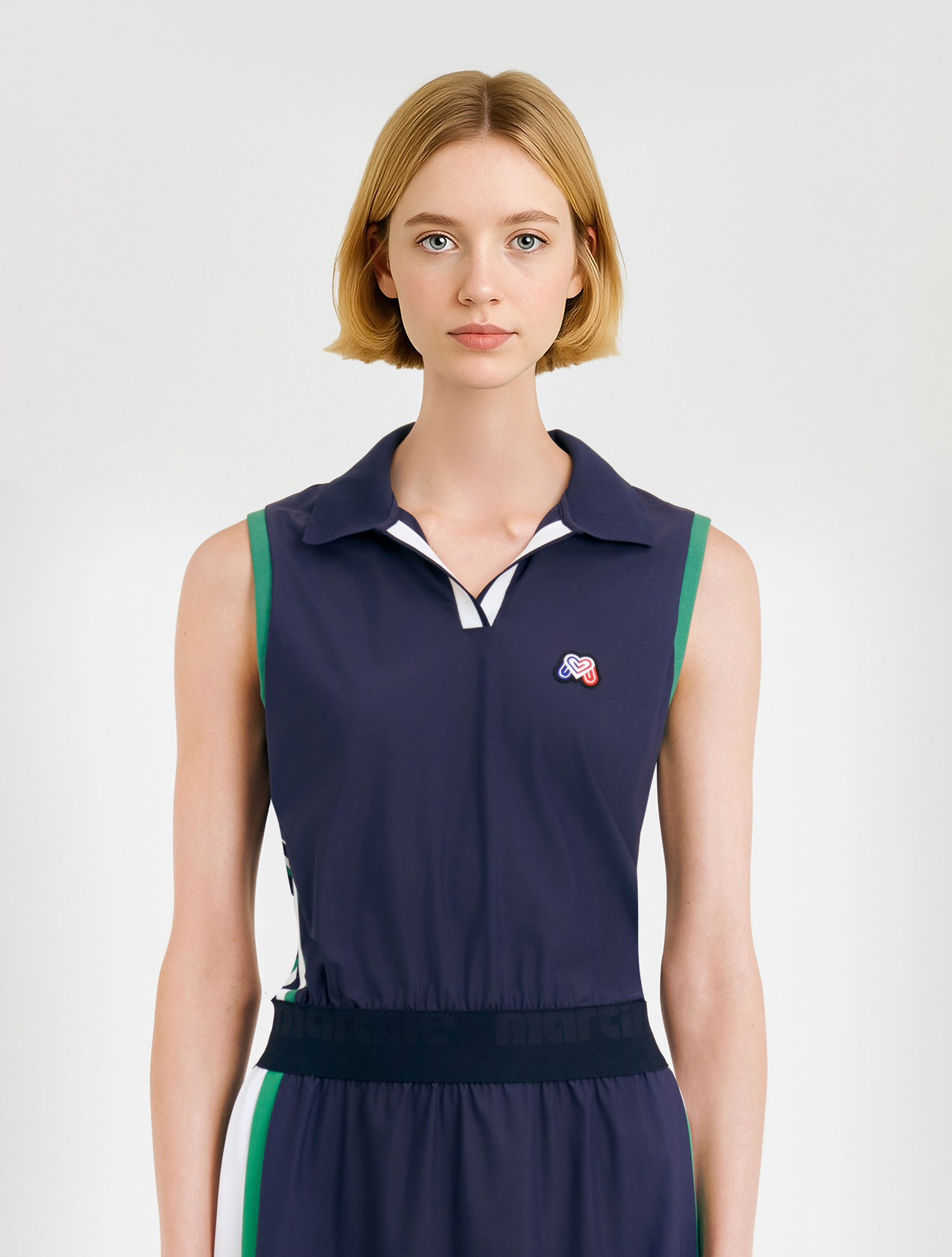 Sleeveless Collar One-piece_Navy (QW0DOP20249)