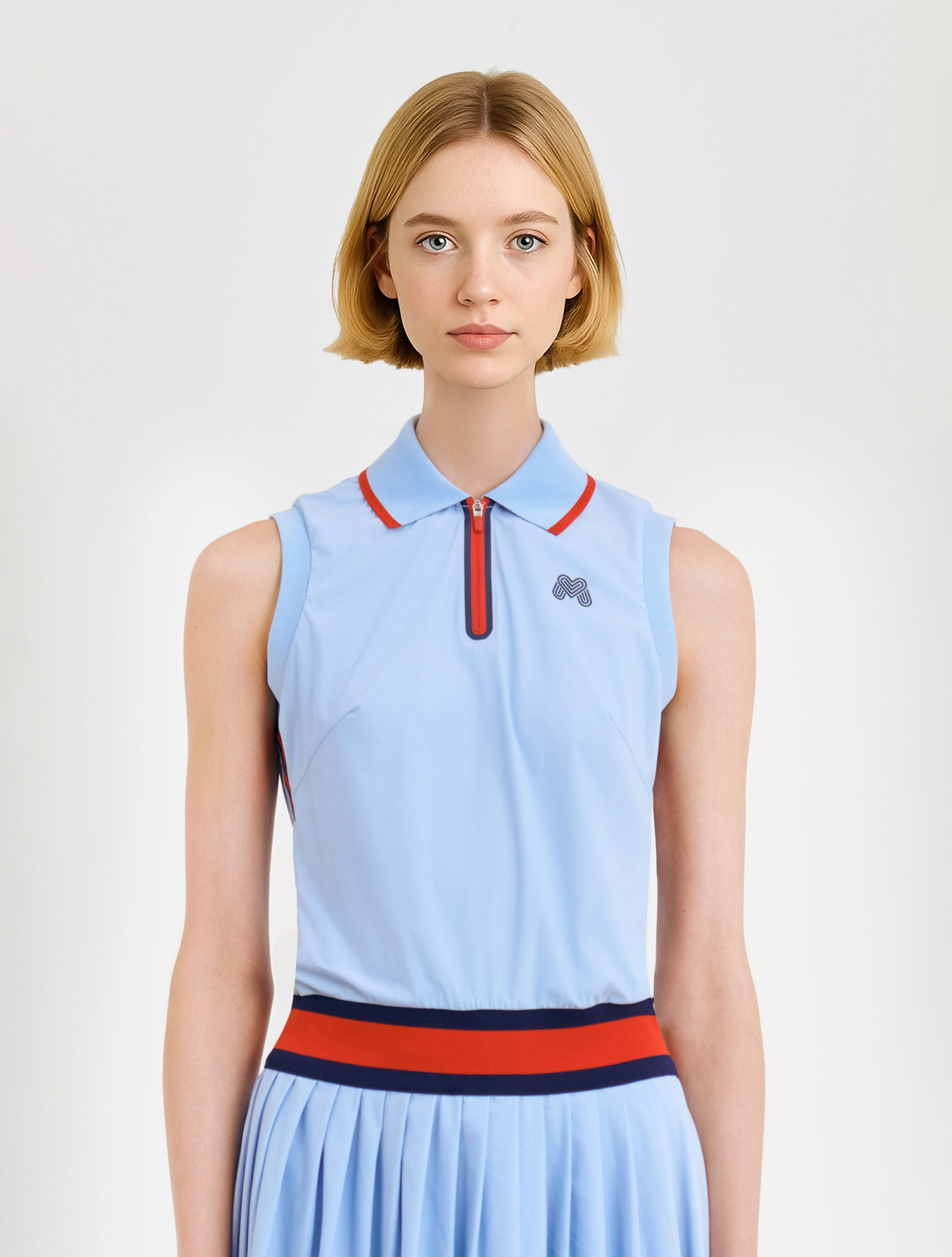 Sleeveless Pleats One-piece_S/Blue (QW0DOP20342)