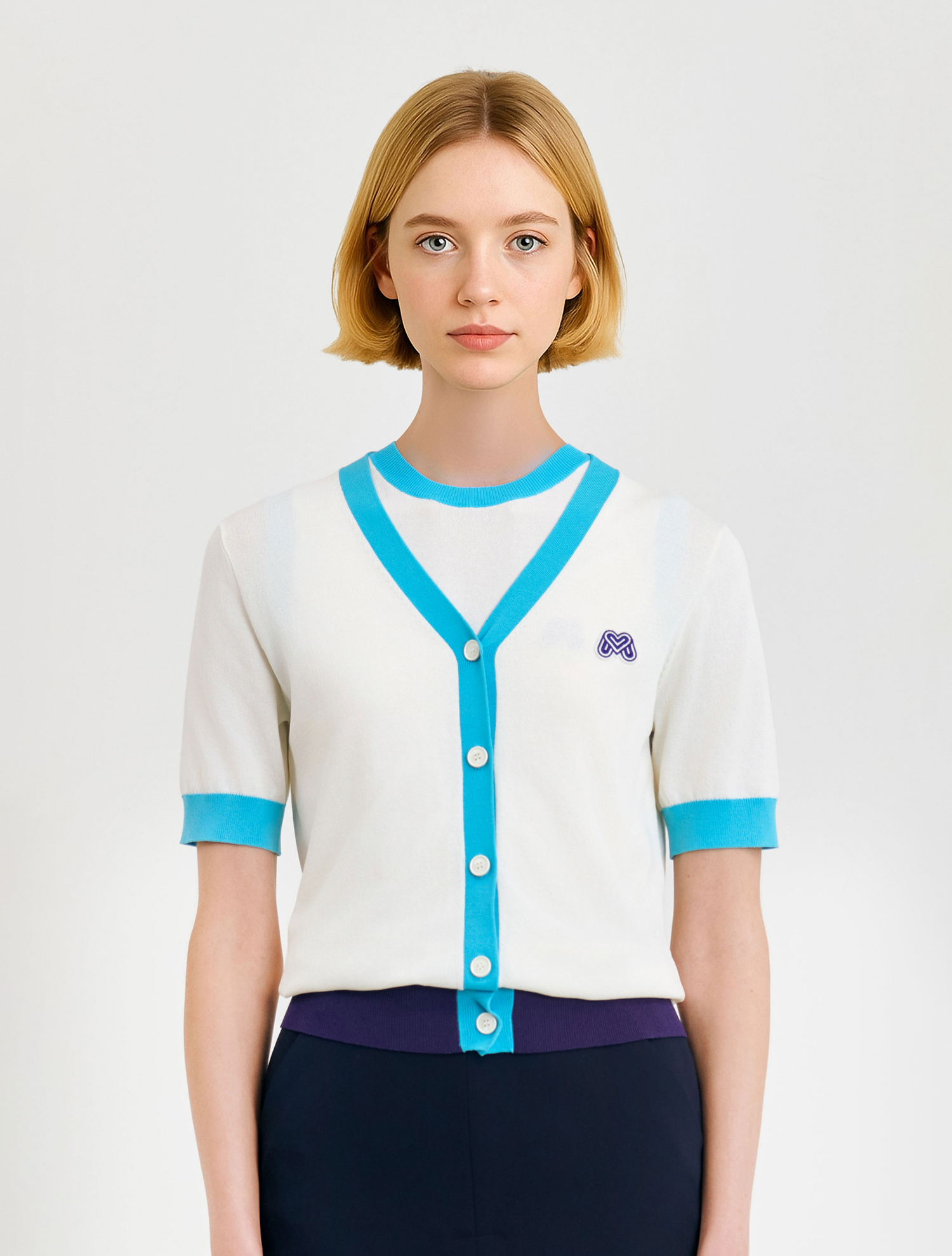 Short Sleeve Cardigan_White (QW0DCD20131)