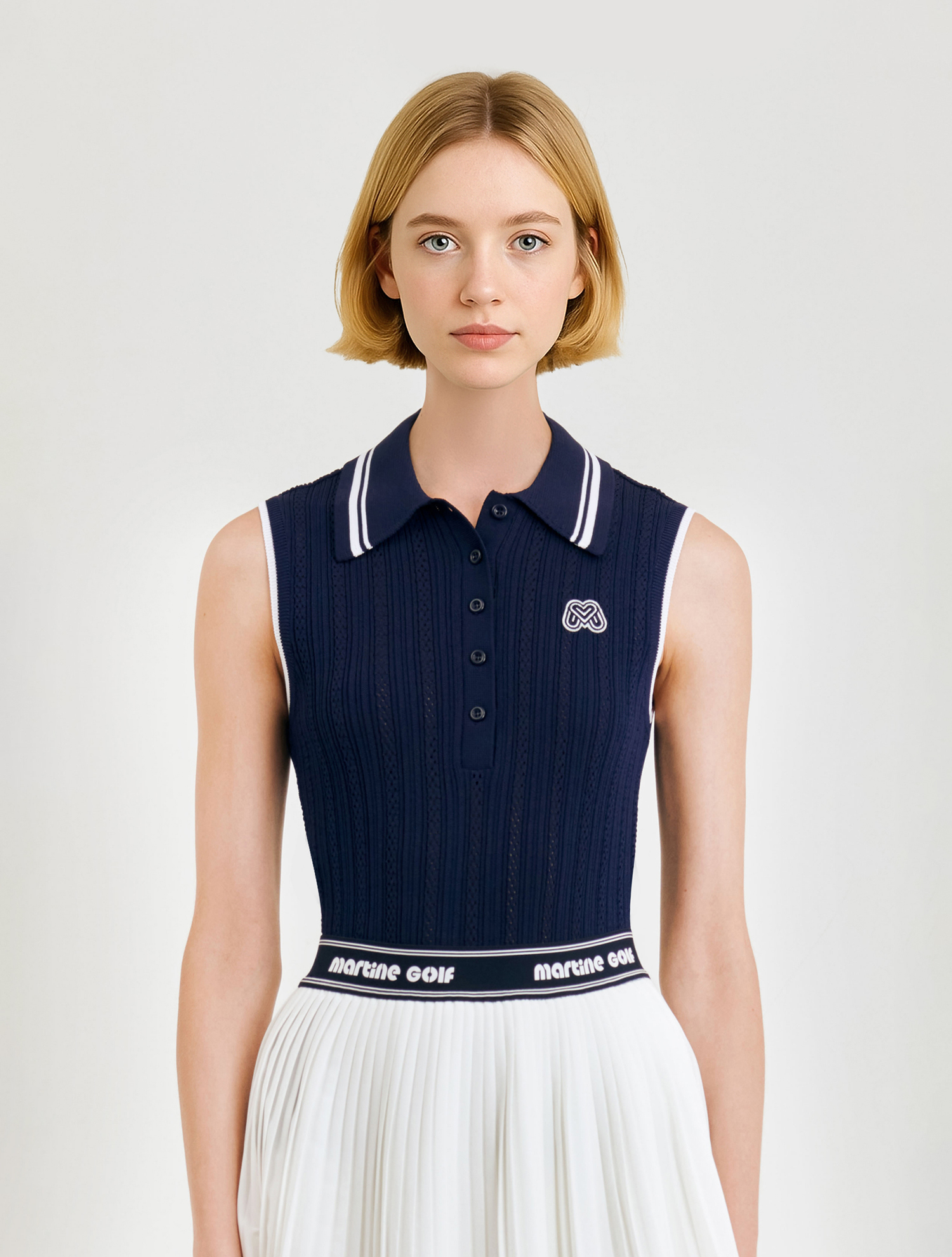 Sleeveless Collar Sweater_Navy (QW0DRD20949)