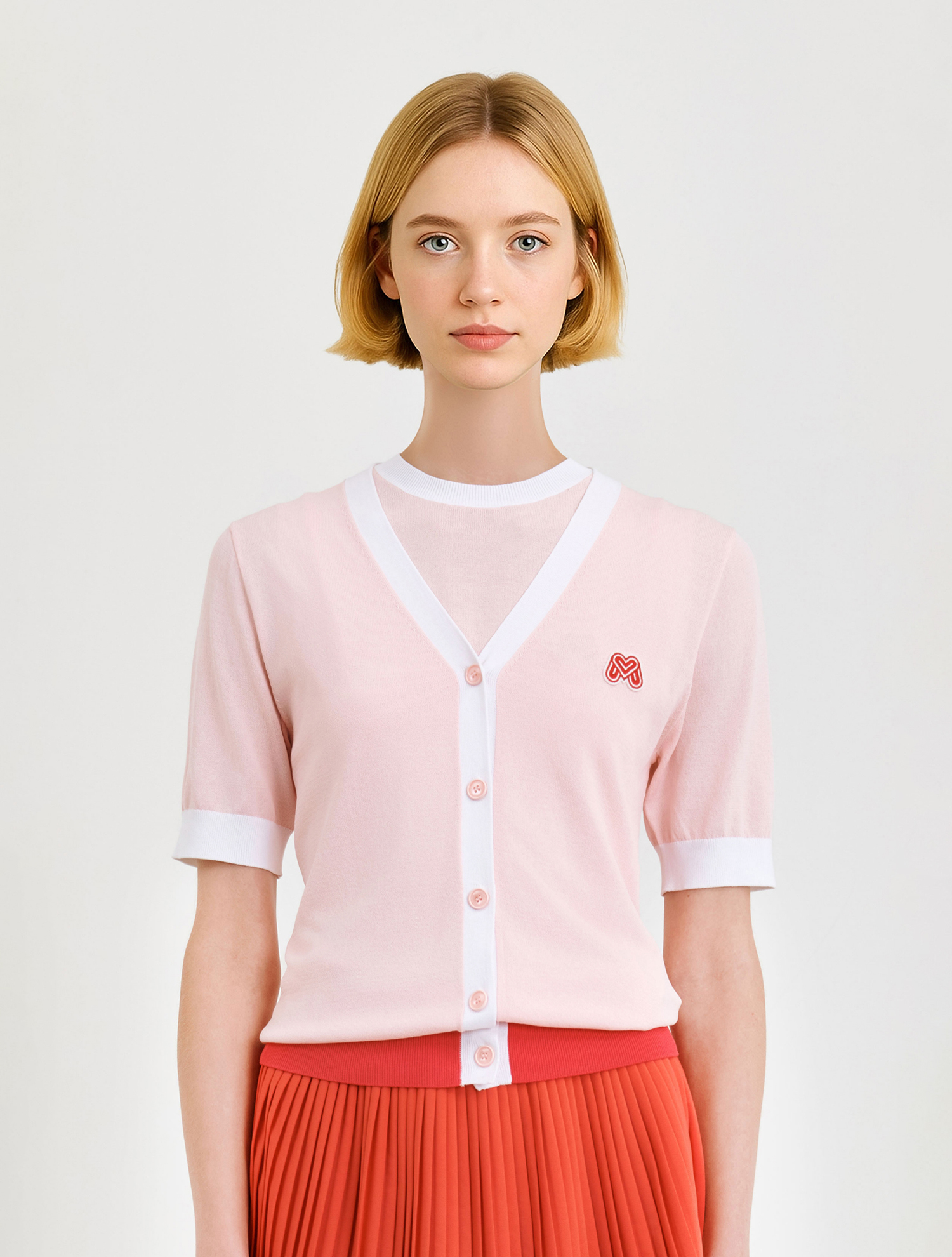 Short Sleeve Cardigan_L/Pink (QW0DCD20171)