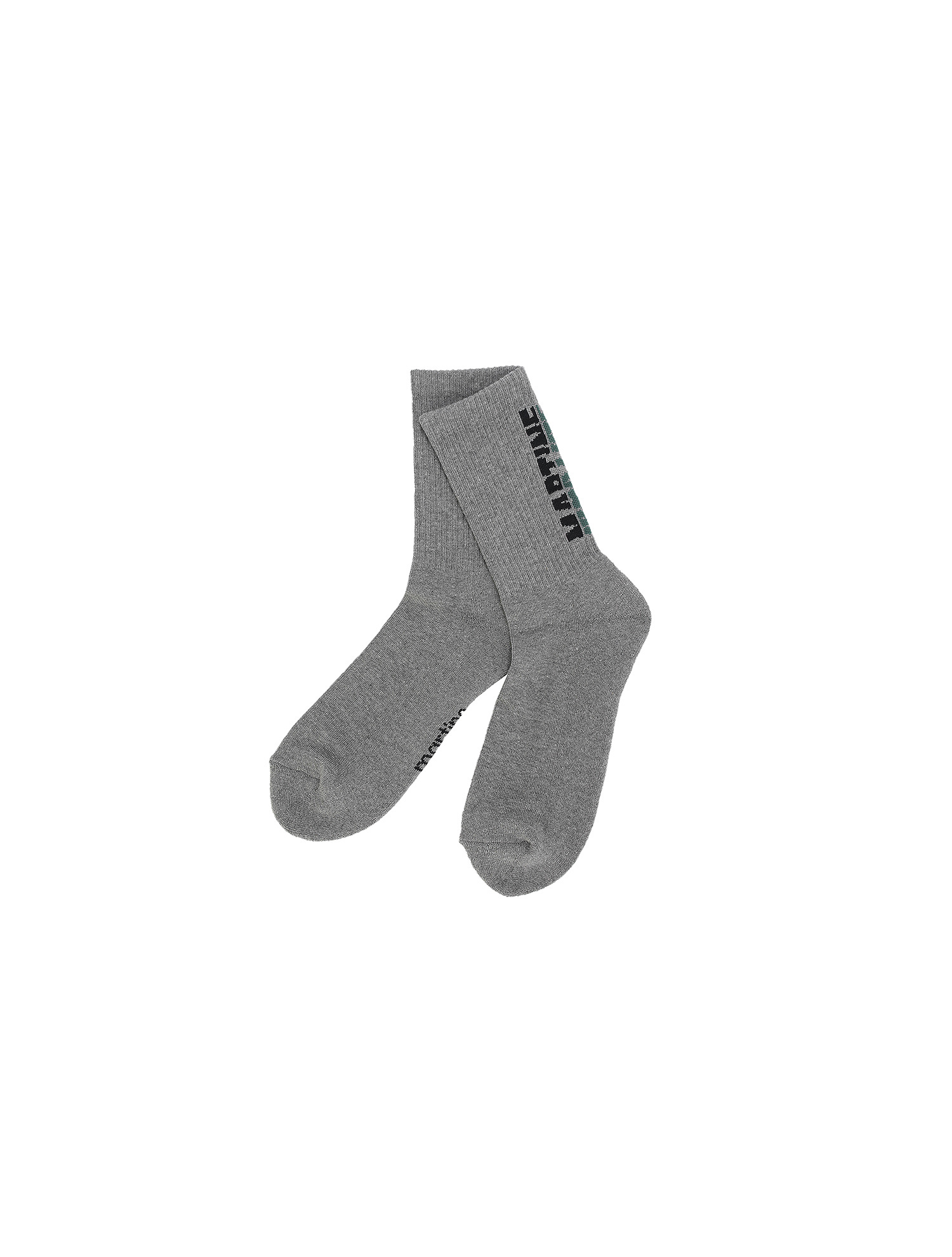 Lettering Point Middle Socks_M/Grey (Men) (QMAESC10436)