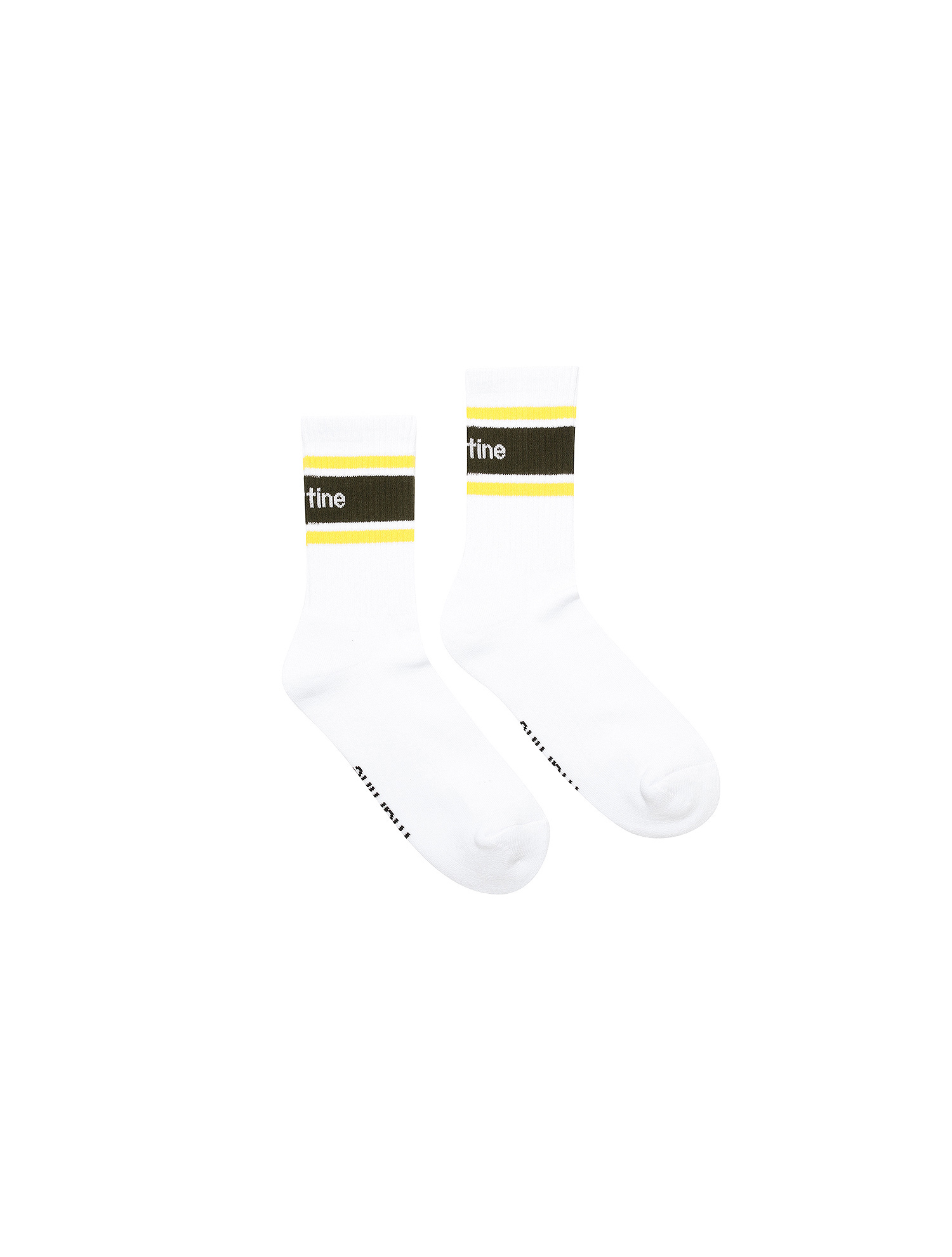 Stripe Middle Socks_D/Khaki (Men) (QMAESC10527)