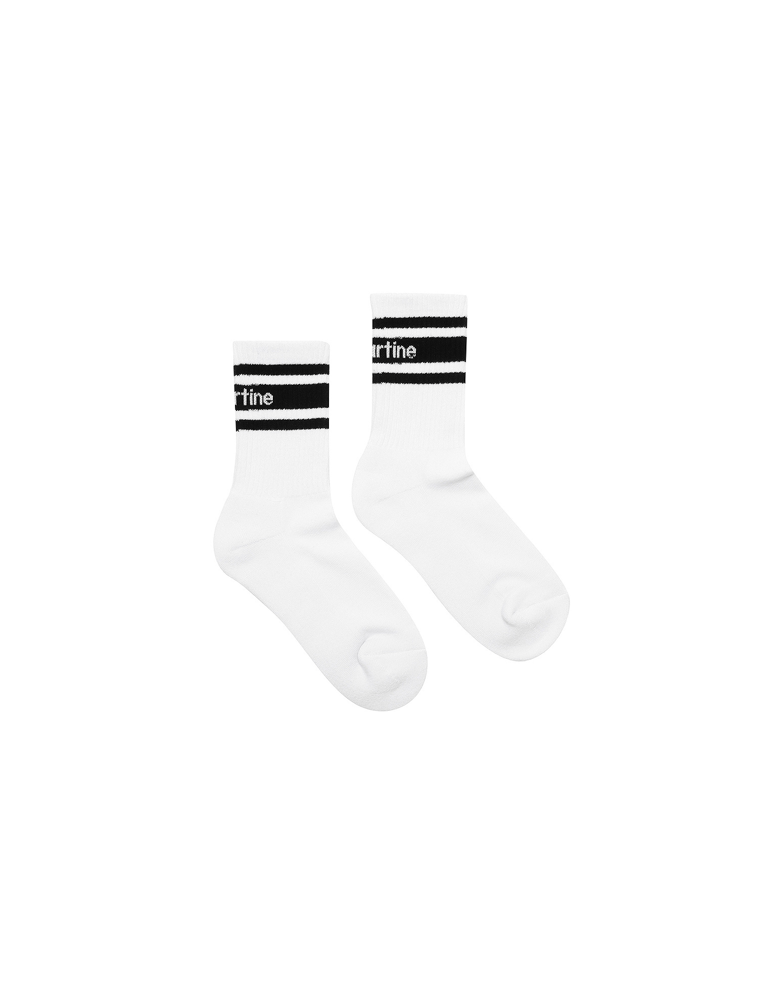 Stripe Logo Middle Socks_White (QWAESC10431)
