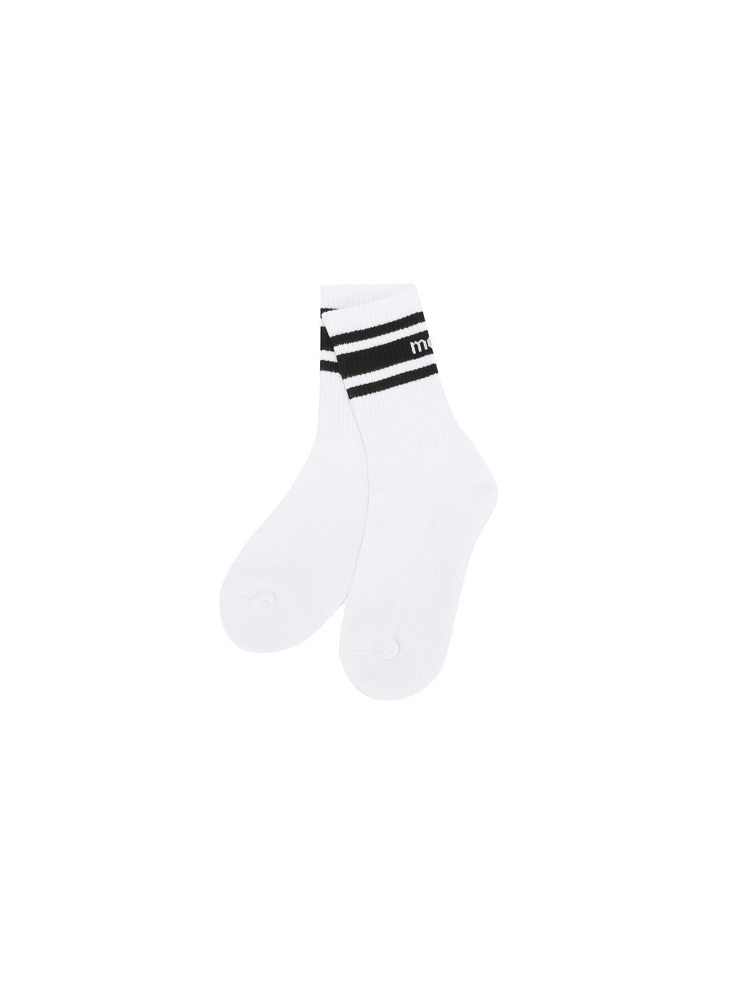 Stripe Logo Middle Socks_White (QWAESC10431)