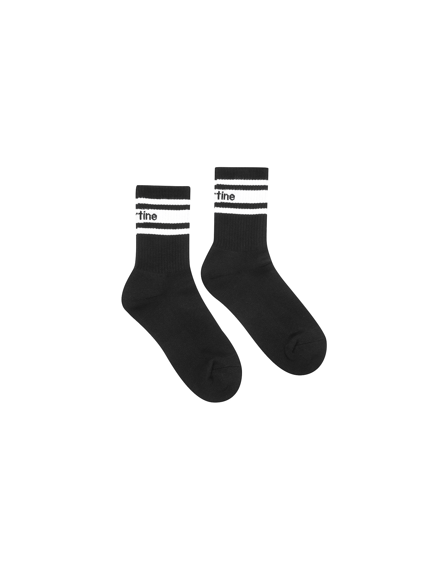 Stripe Logo Middle Socks_Black (QWAESC10439)