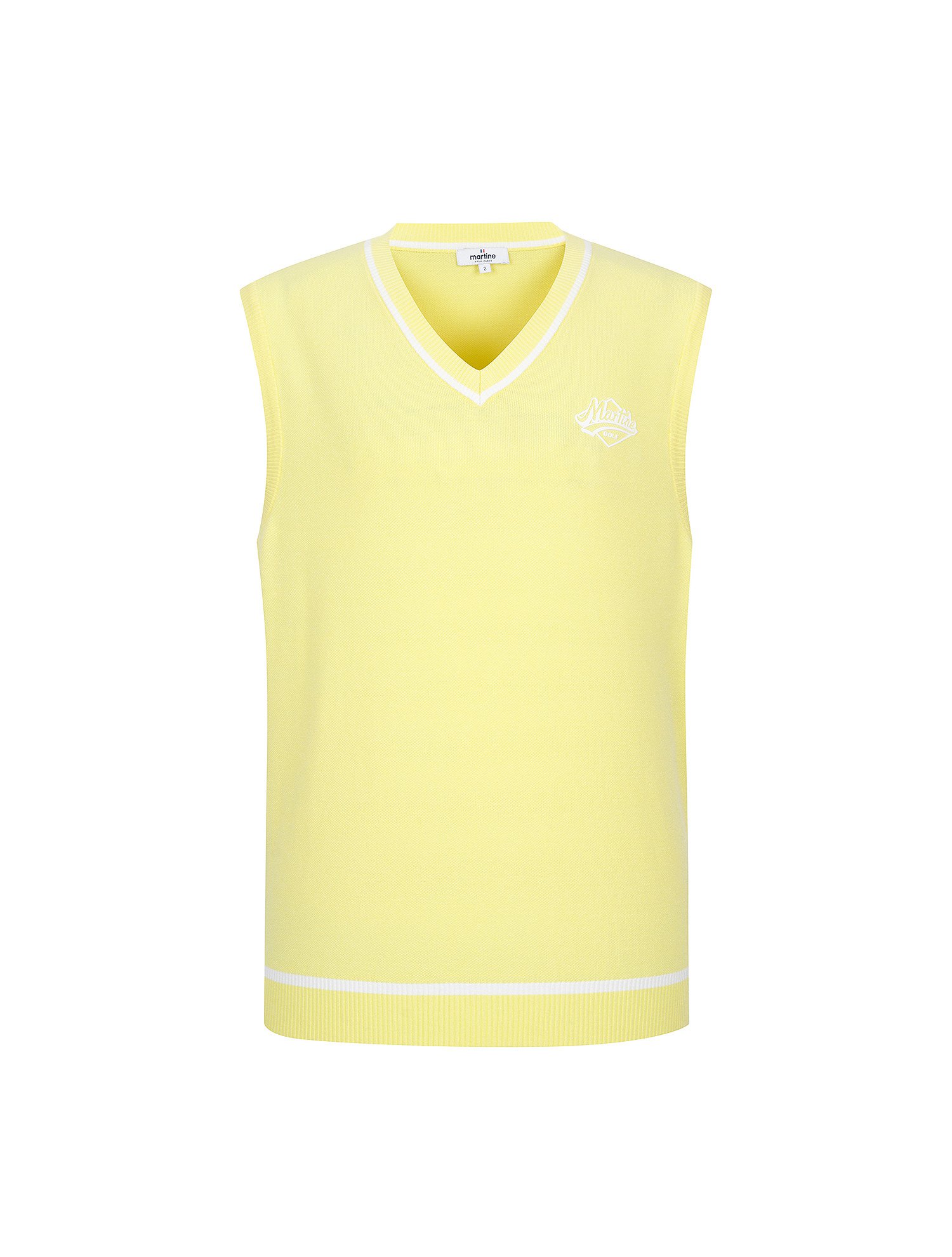 Pique V Neck Vest_Yellow (Men) (QM0EVT10163)