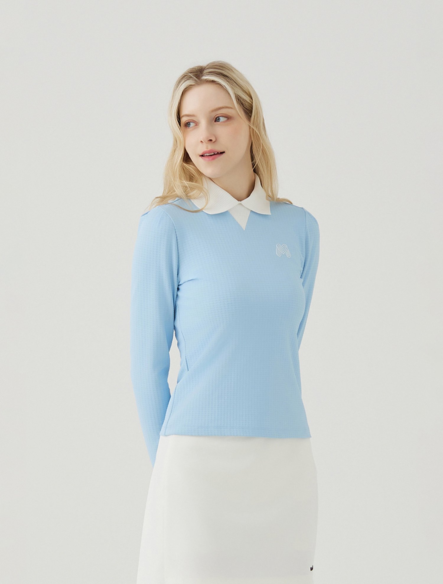 Pullover Knit Collar Shirts_S/Blue (QW0EKS10342)