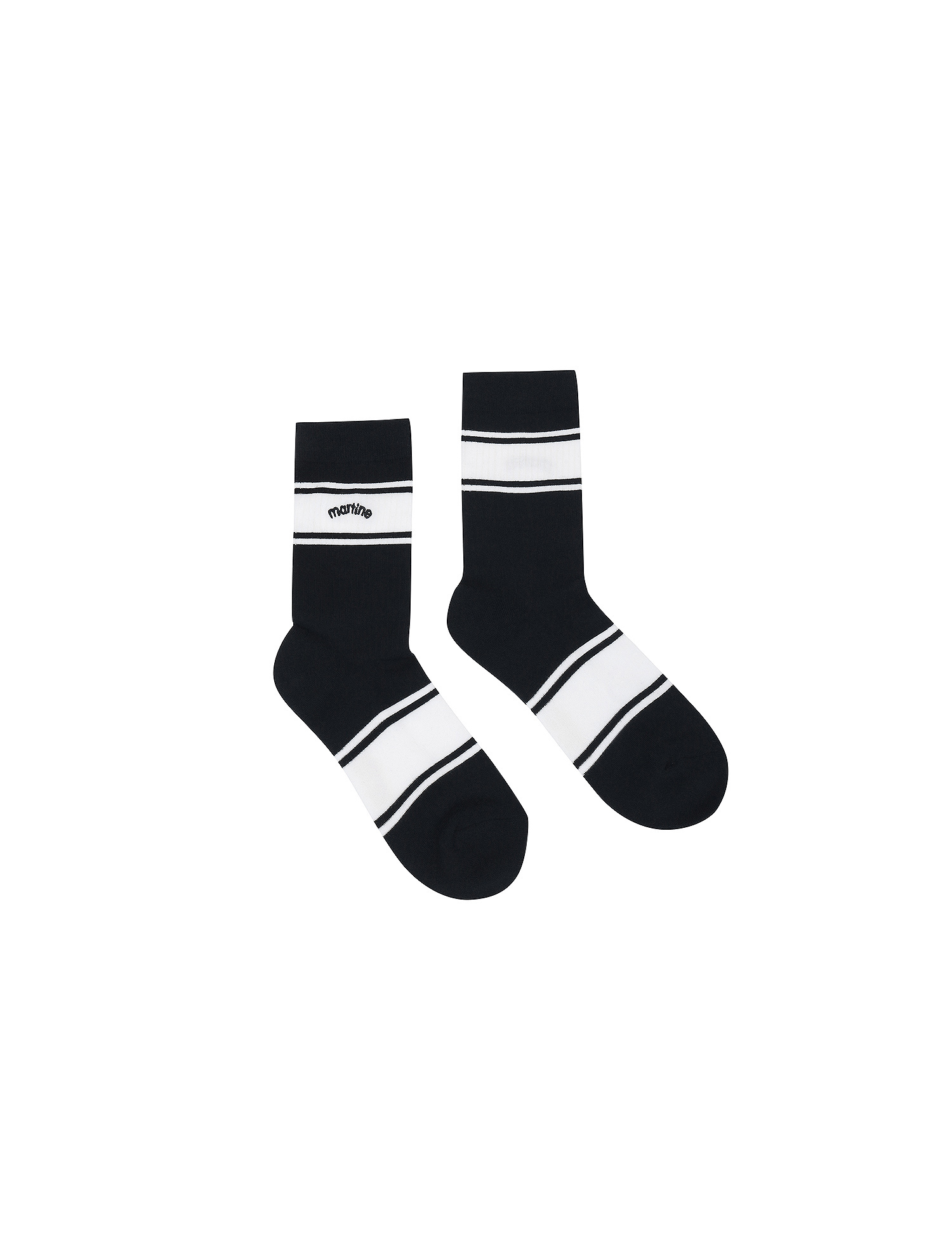 Color Block Middle Socks_Navy (Men) (QMAESC10649)