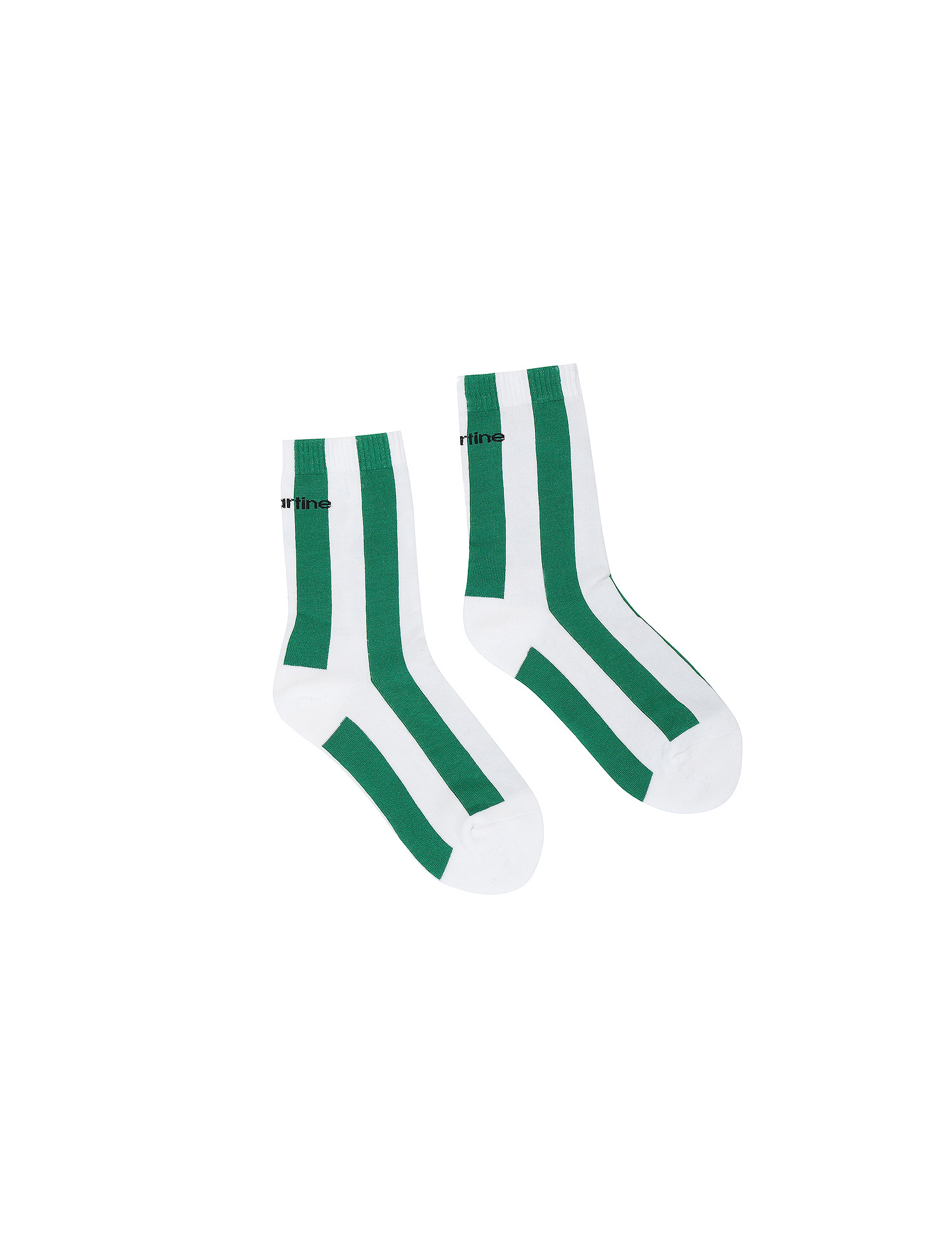 Vertical Stripe Middle Socks_Green (QWAESC10322)