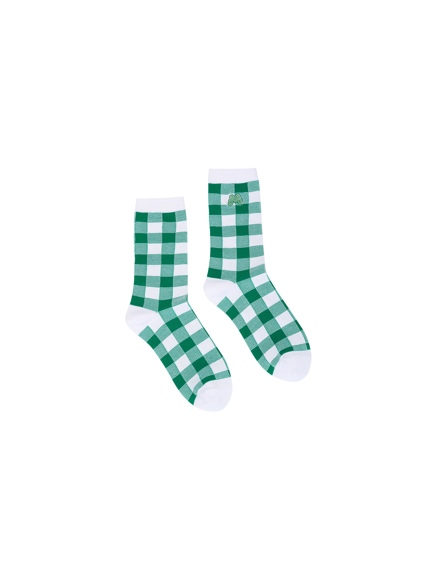Gingham Check Middle Socks_Green (QWAESC20322)