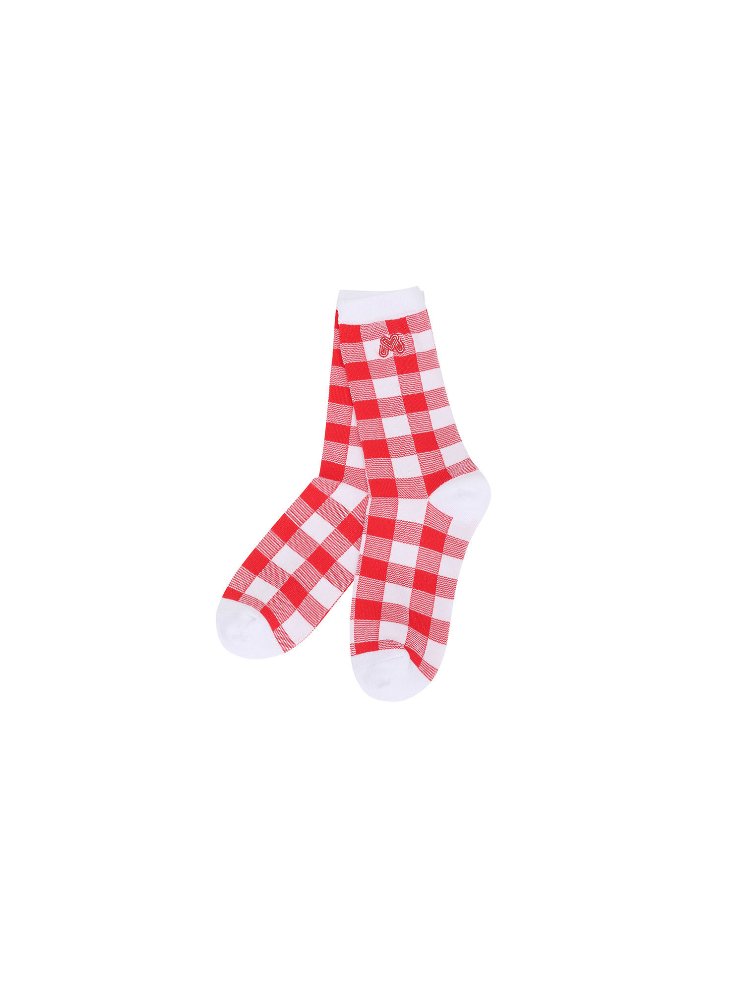 Gingham Check Middle Socks_Red (QWAESC20376)