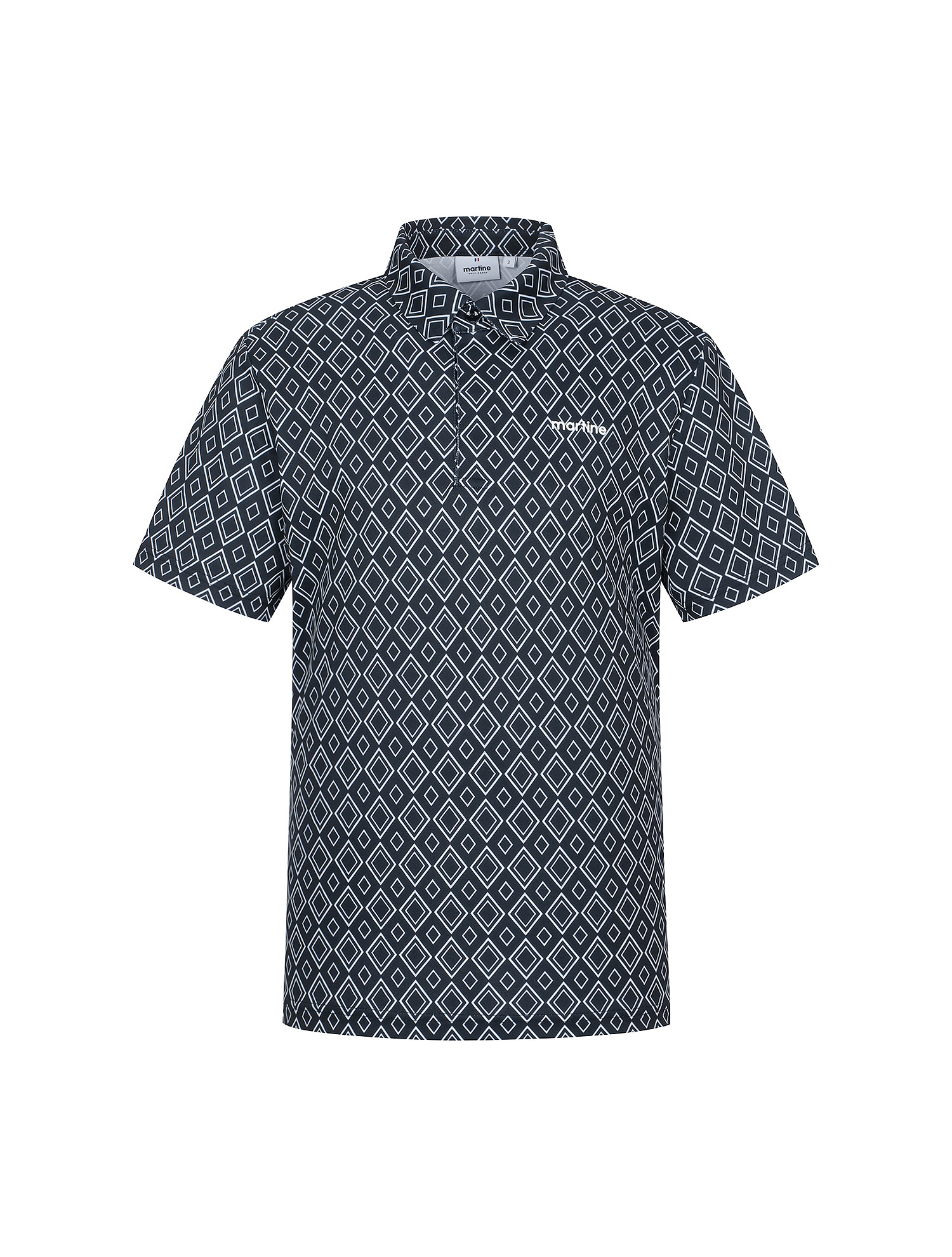 Argyle Print Slim Fit Shirts_Navy (Men) (QM0EKS20449)