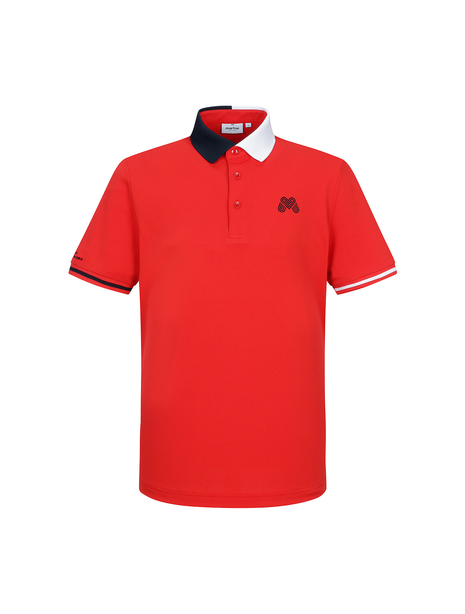Half&Half Collar Polo Shirts_Red (Men) (QM0EKS20276)