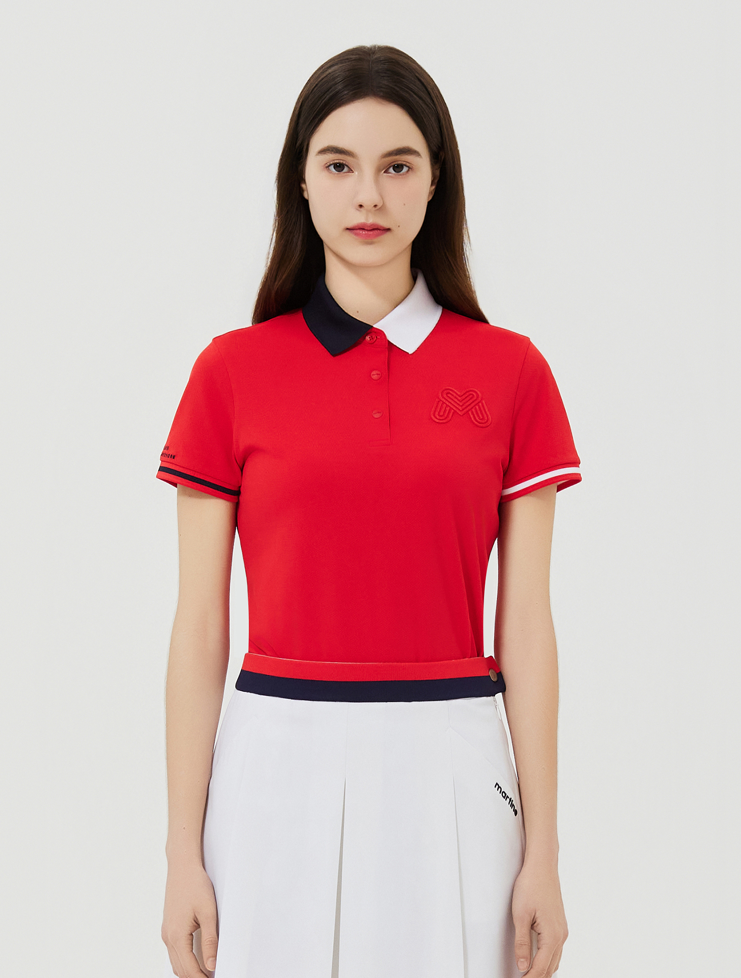 Half&amp;Half Collar Polo Shirts_Red (QW0EKS20276)