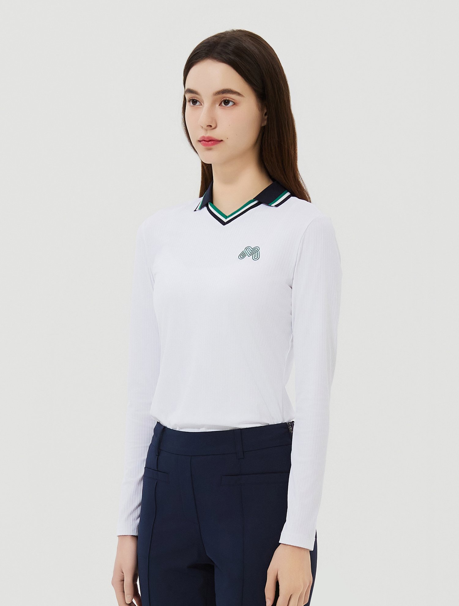 Ribbed Color Collar T-Shirts_White (QW0EKS20731)
