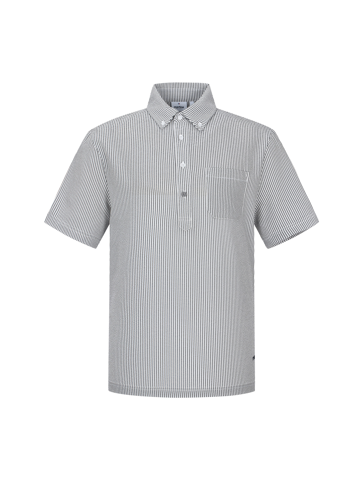 Seersucker Button Down Shirts_Grey (Men) (QM0EKS20934)