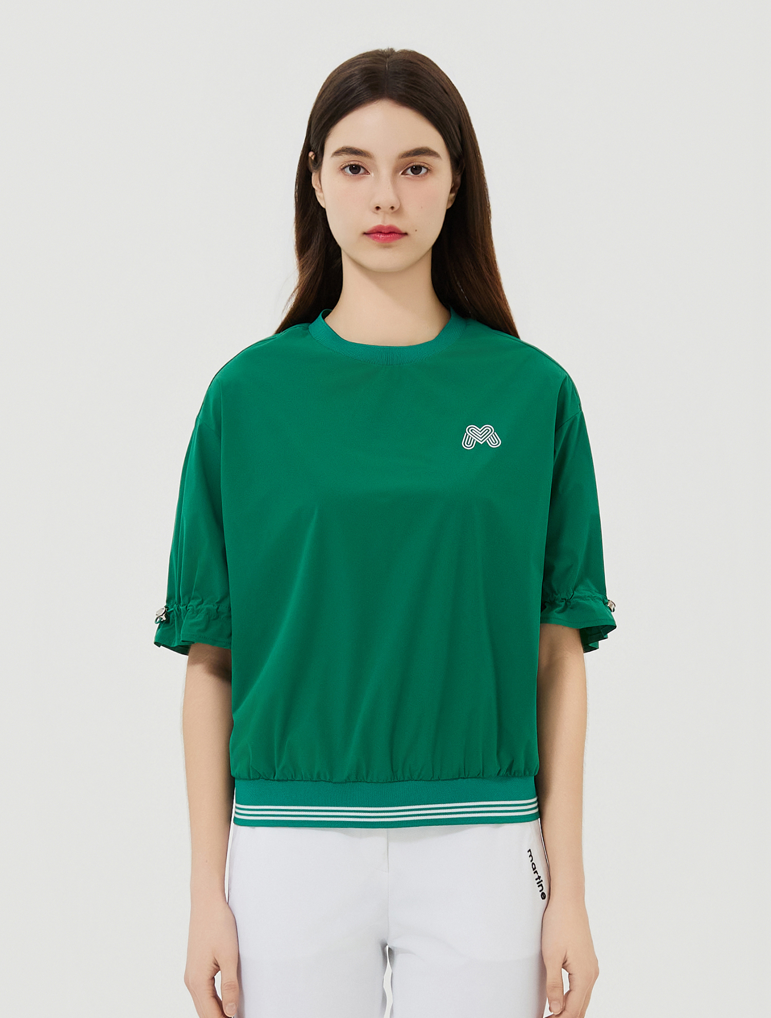 Puff Sleeve Round Neck Shirts_Green (QW0EKS21122)