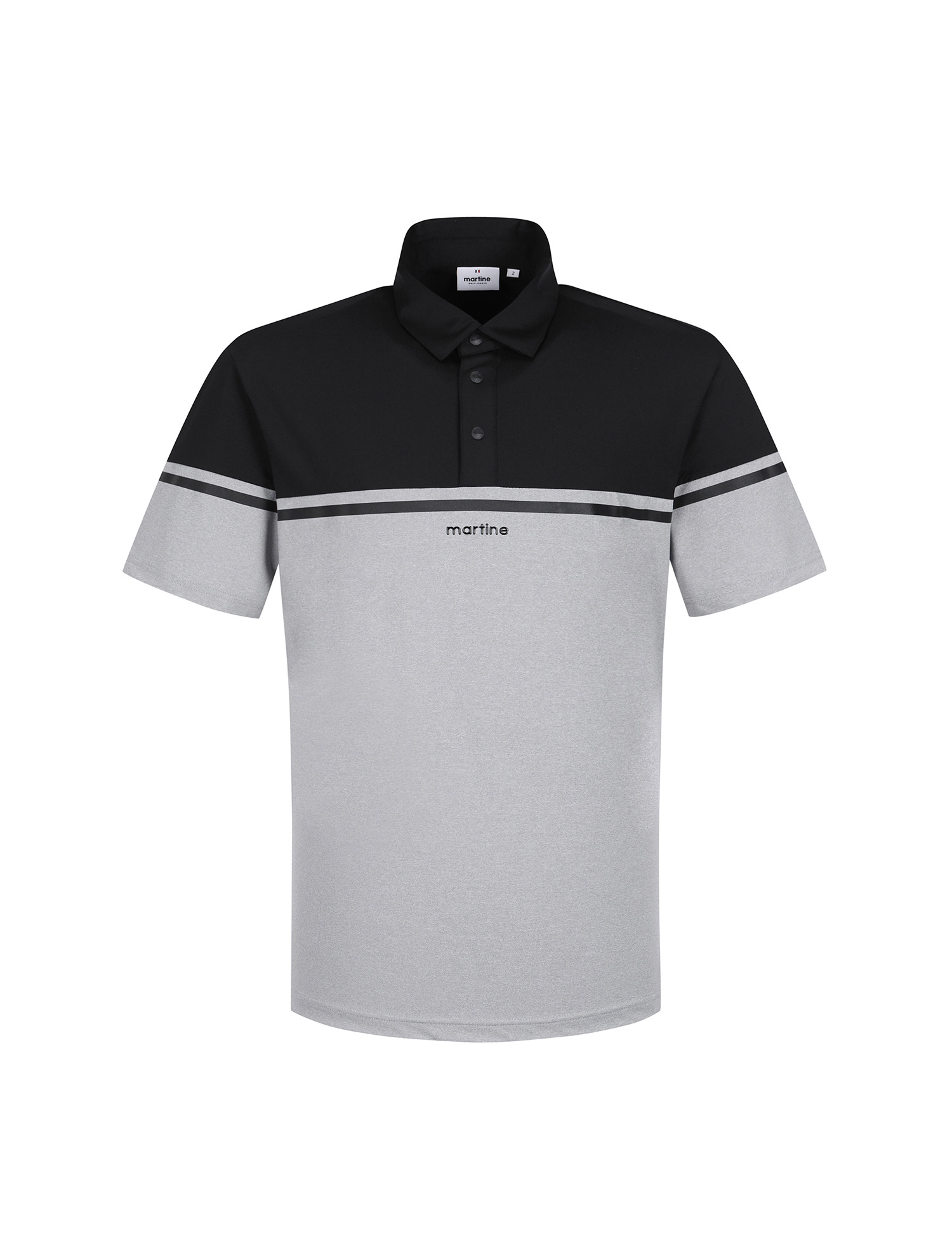 Half&amp;Half Stripe Polo Shirts_M/Grey (Men) (QM0EKS20636)