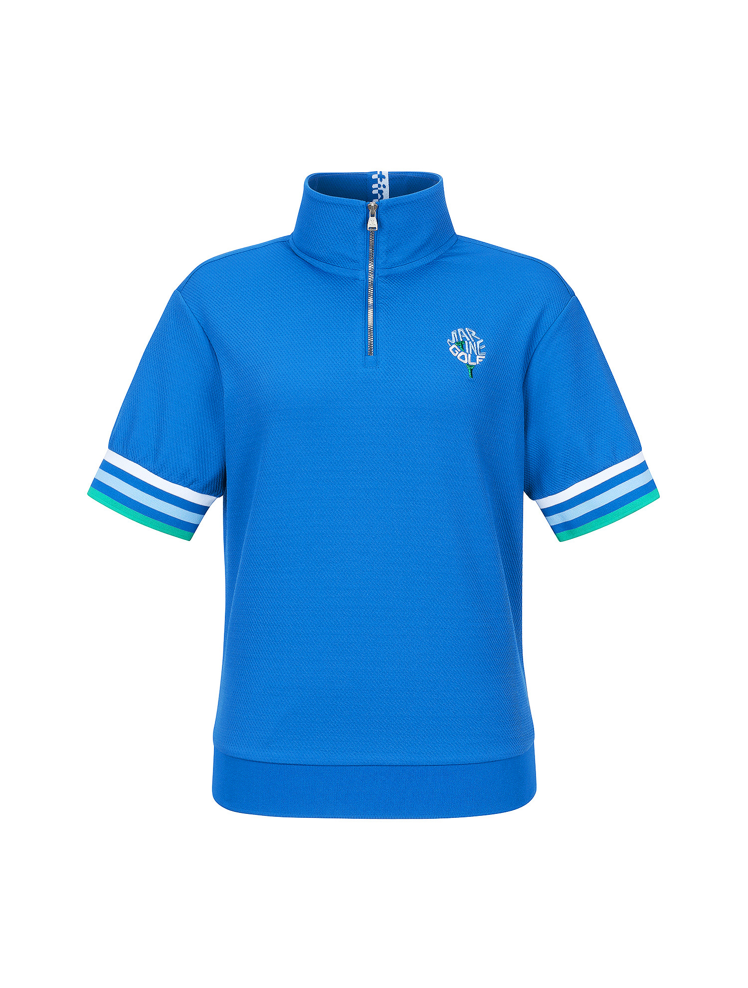 Half Zip-up Color Matching T-Shirts_Blue (QW0EKS20943)