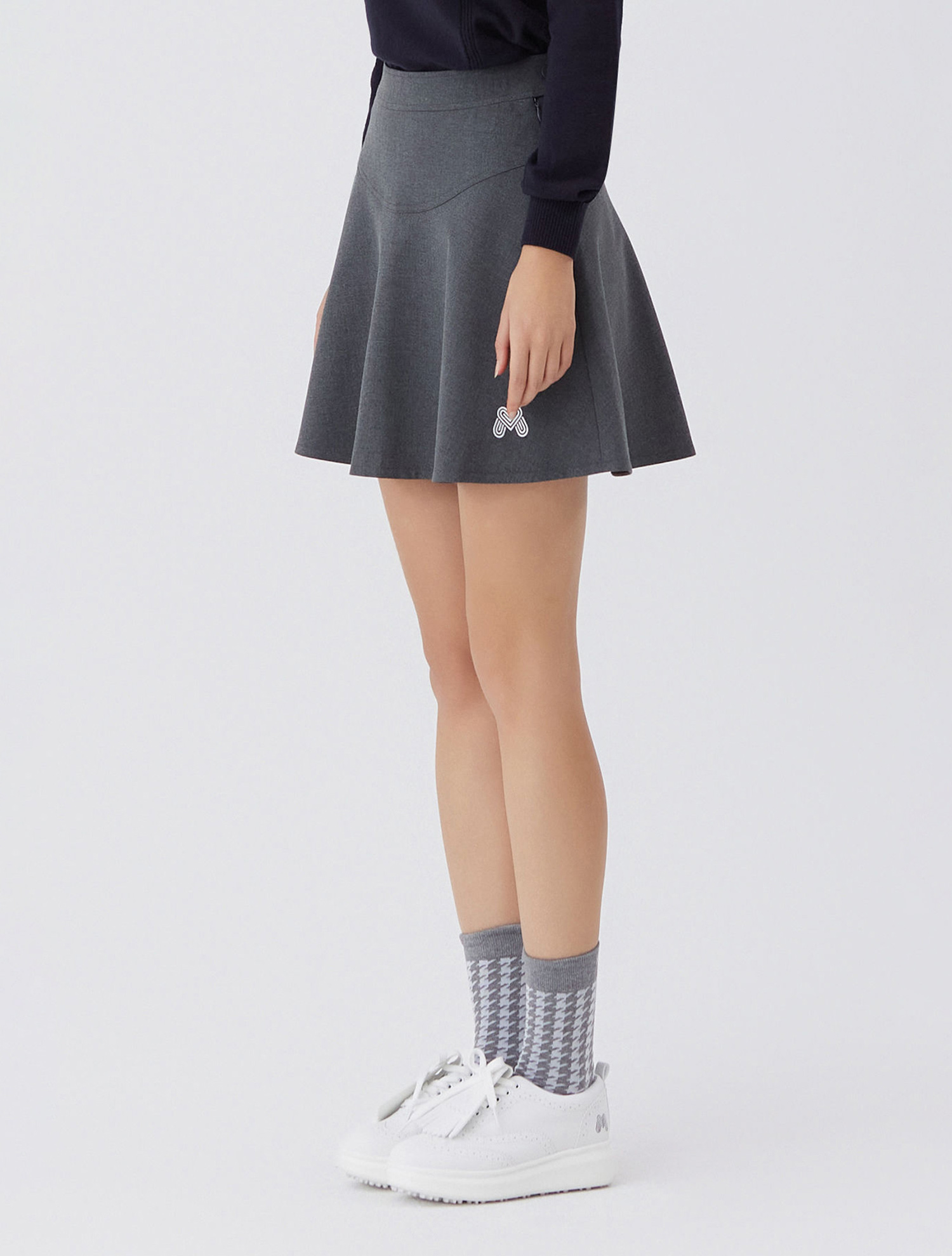 Logo Banding Flared Skirts_M/GRAY (QW0ECU30336)