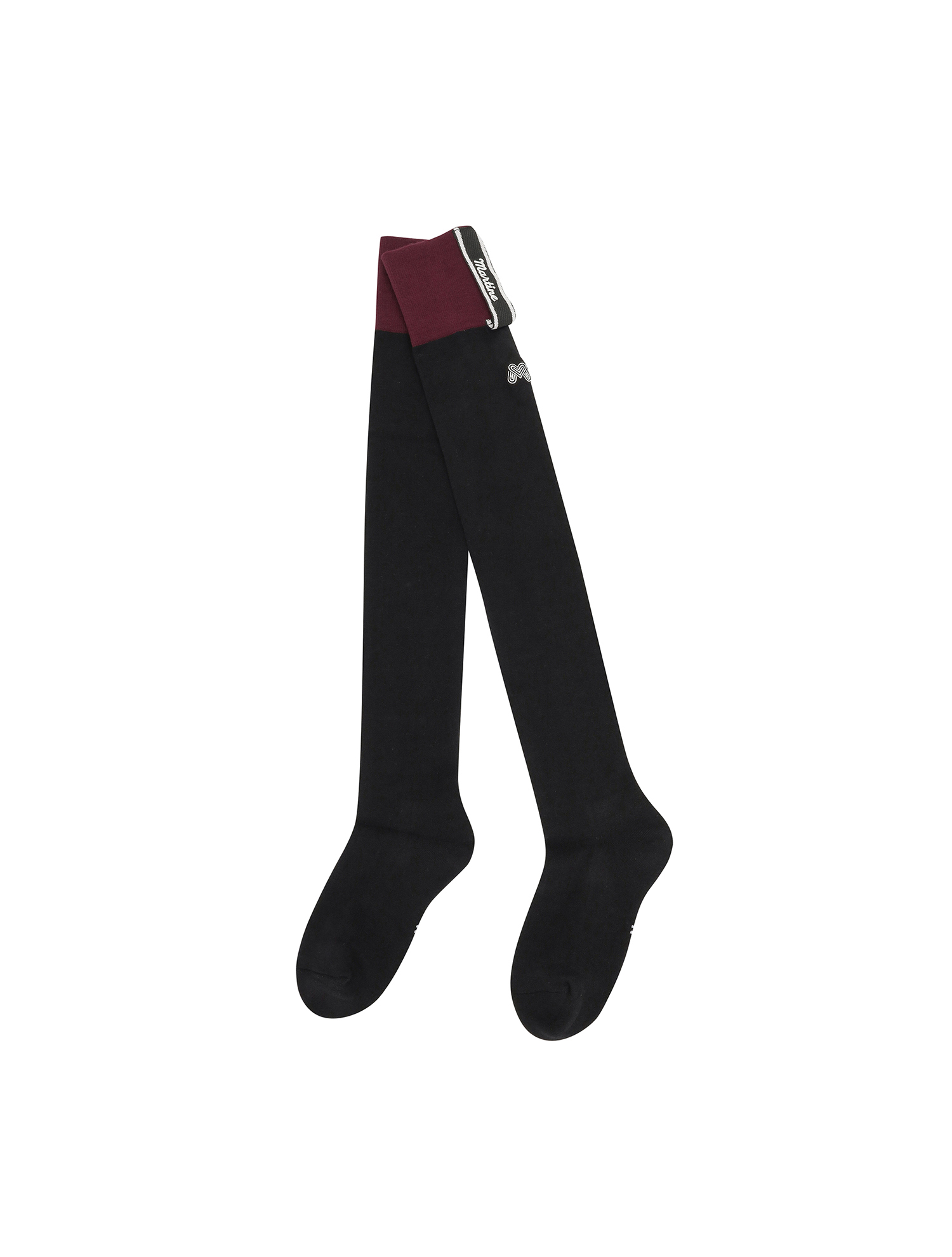 Logo Point Over Knee Socks_BLACK (QWAESC30539)