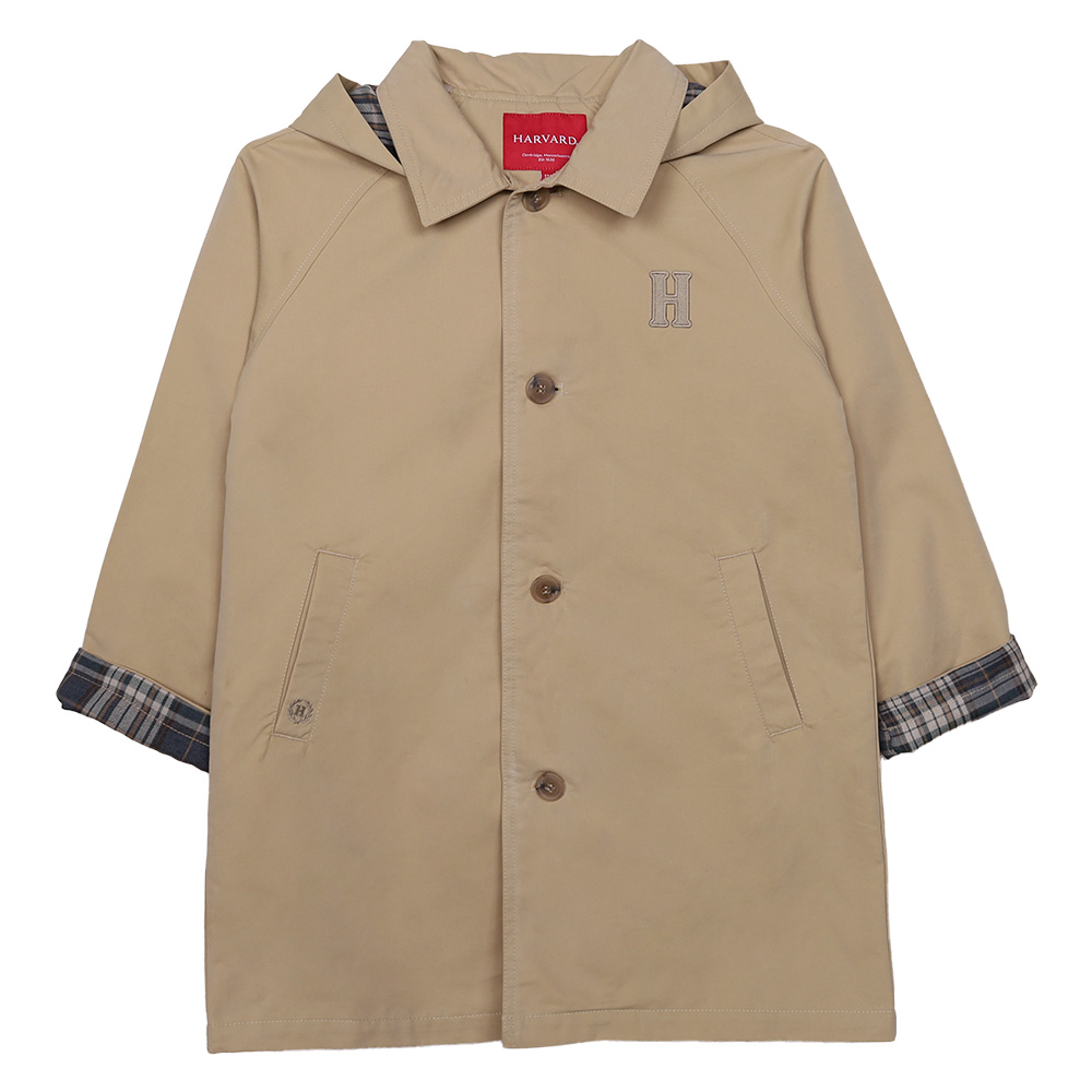 [하버드키즈]미니멀 후드 트렌치 코트_B4F123