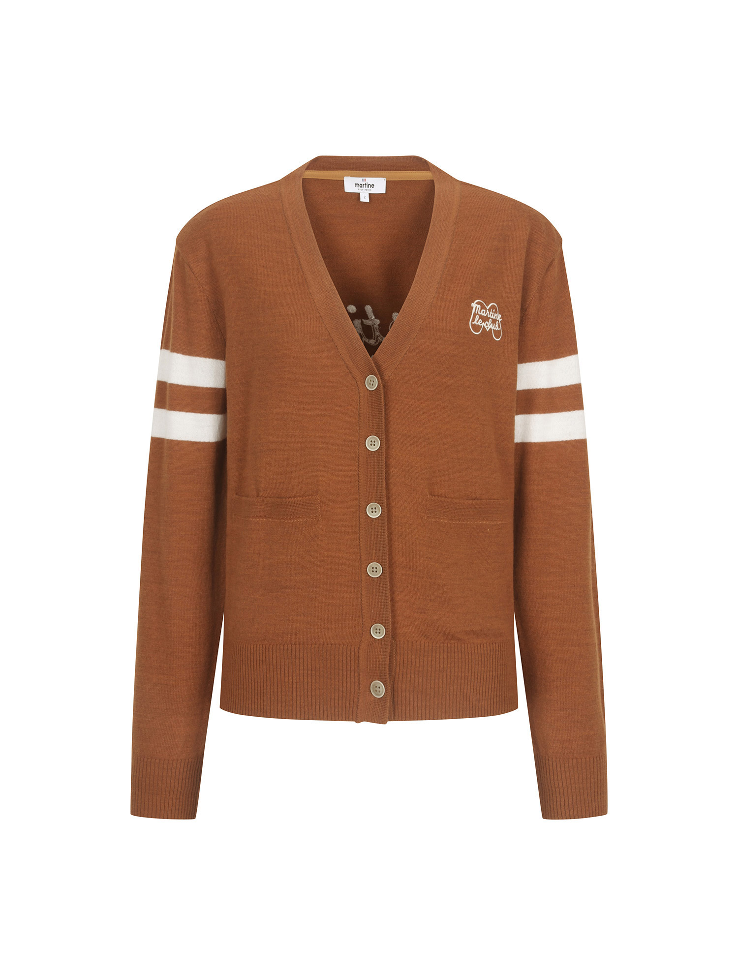 Double Stripe Cardigan_CAMEL (QW0ECD30160)