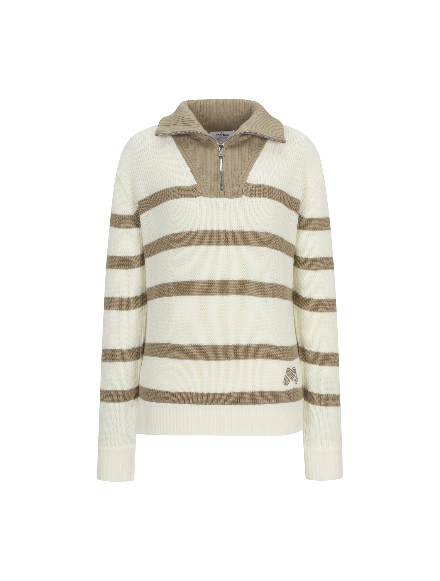 Stripe Half Zip up Knit_OFF-WHITE (QW0ENI30230)