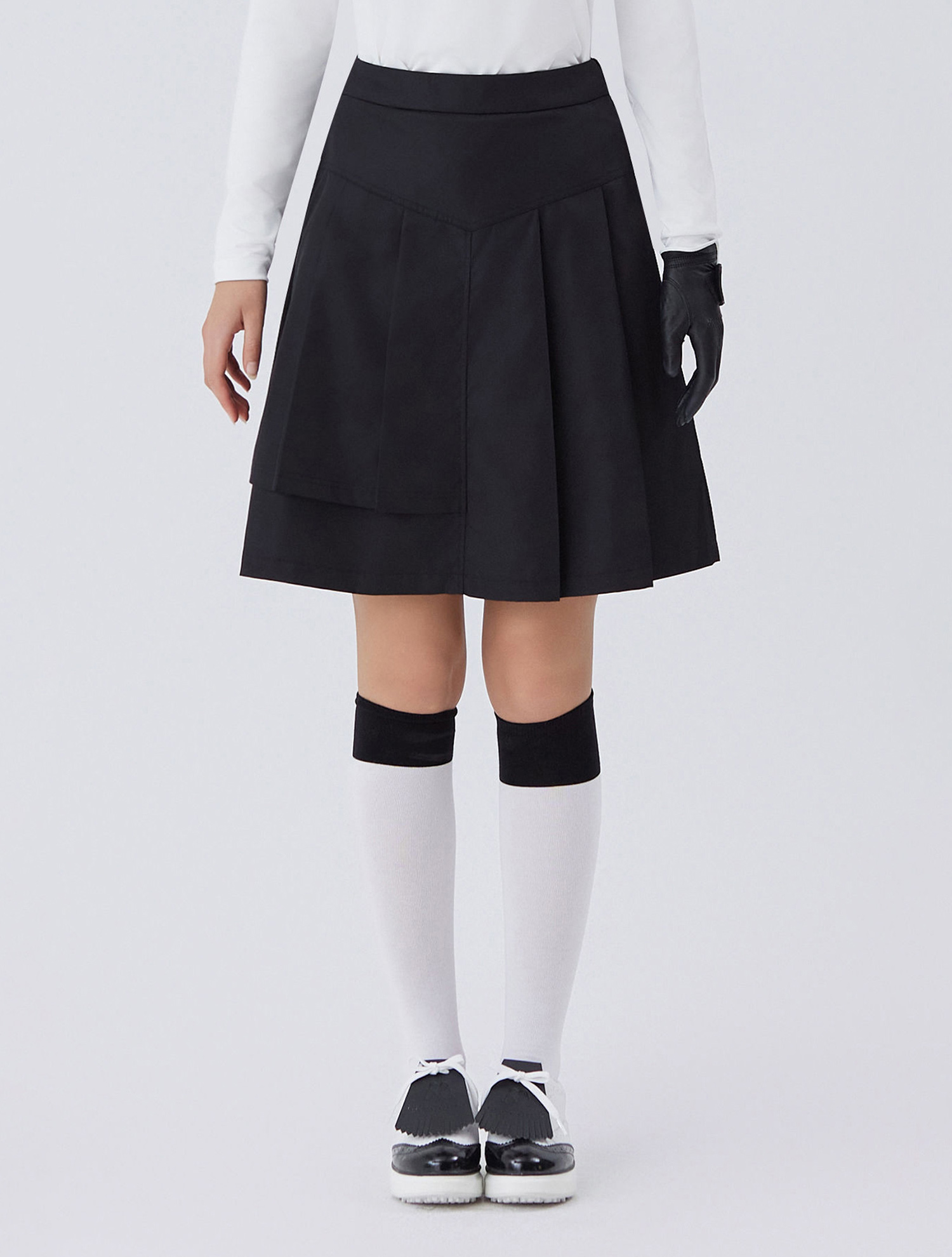 Unbalance Flared Skirts_BLACK (QW0ECU30639)