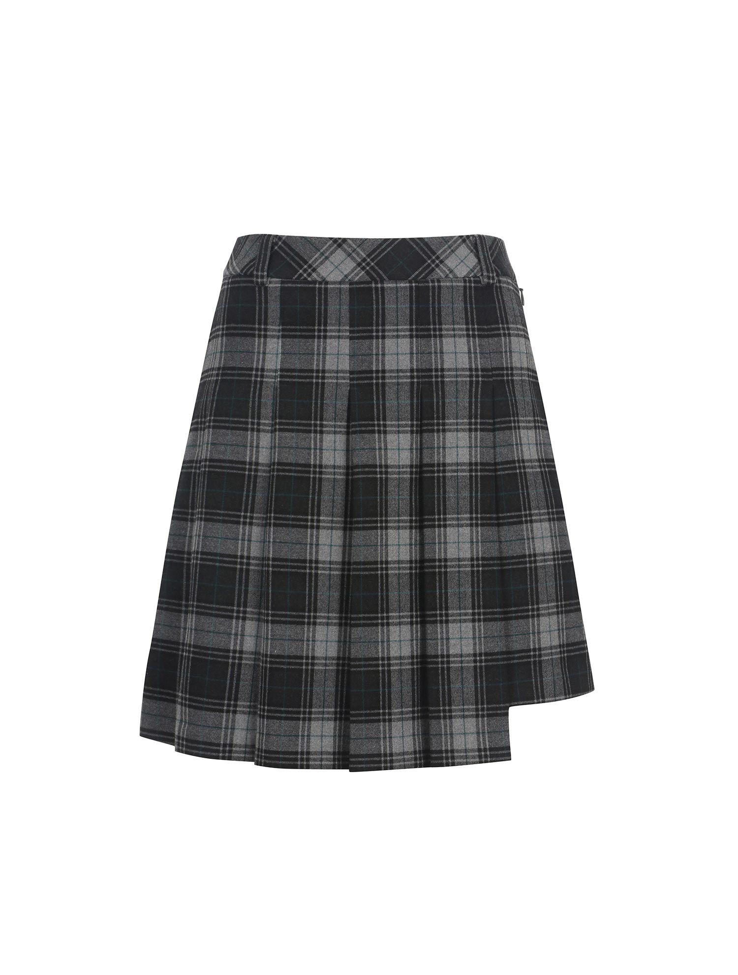 Unbalance Pleats Mid Skirts_M/GRAY (QW0ECU30436)