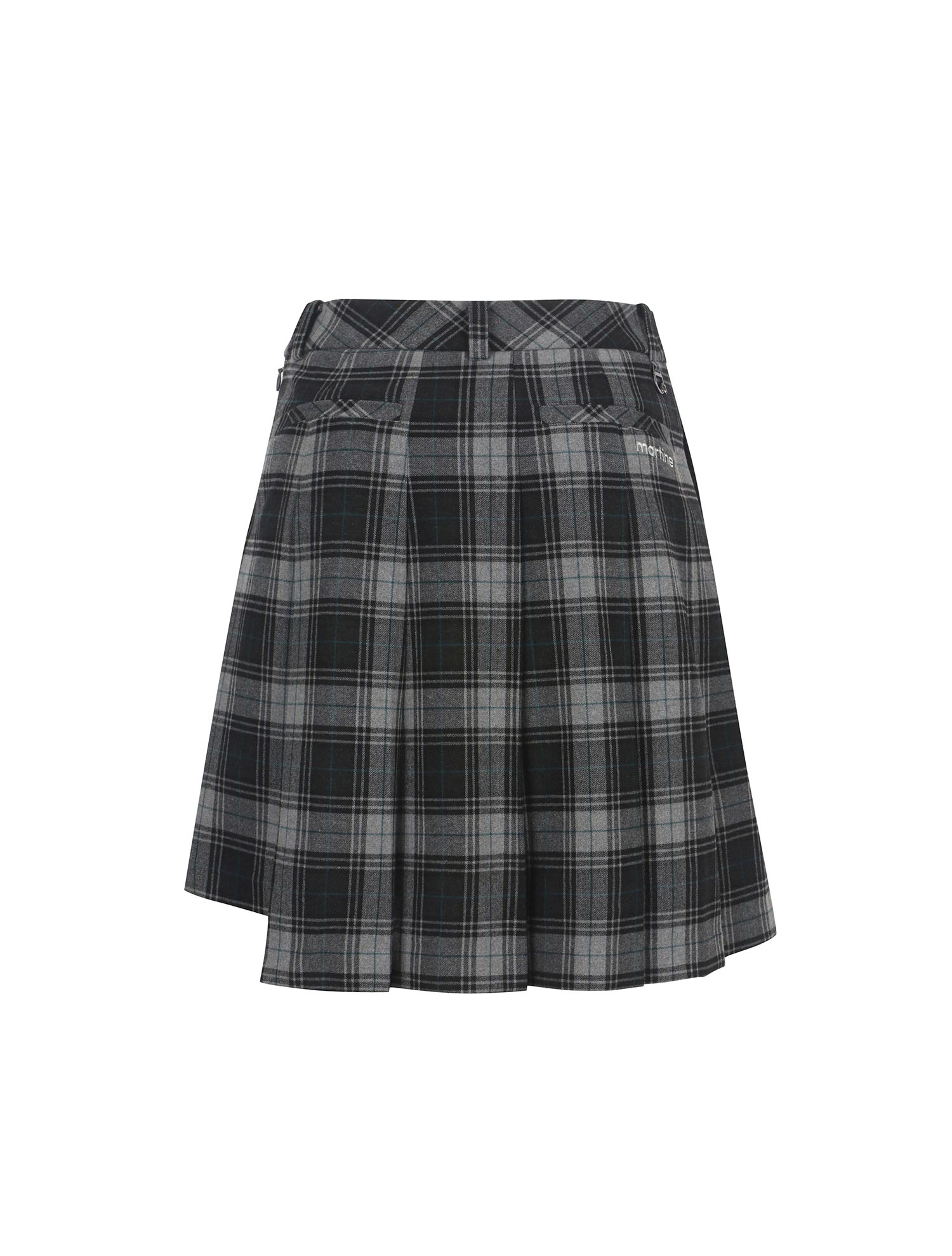 Unbalance Pleats Mid Skirts_M/GRAY (QW0ECU30436)