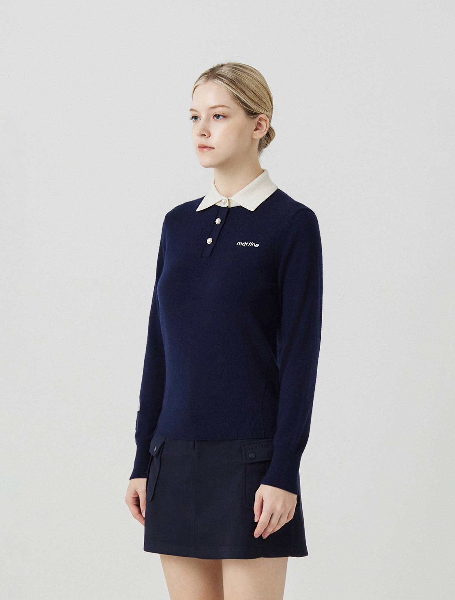 Cashmere Frill knit_NAVY (QW0ENI40349)