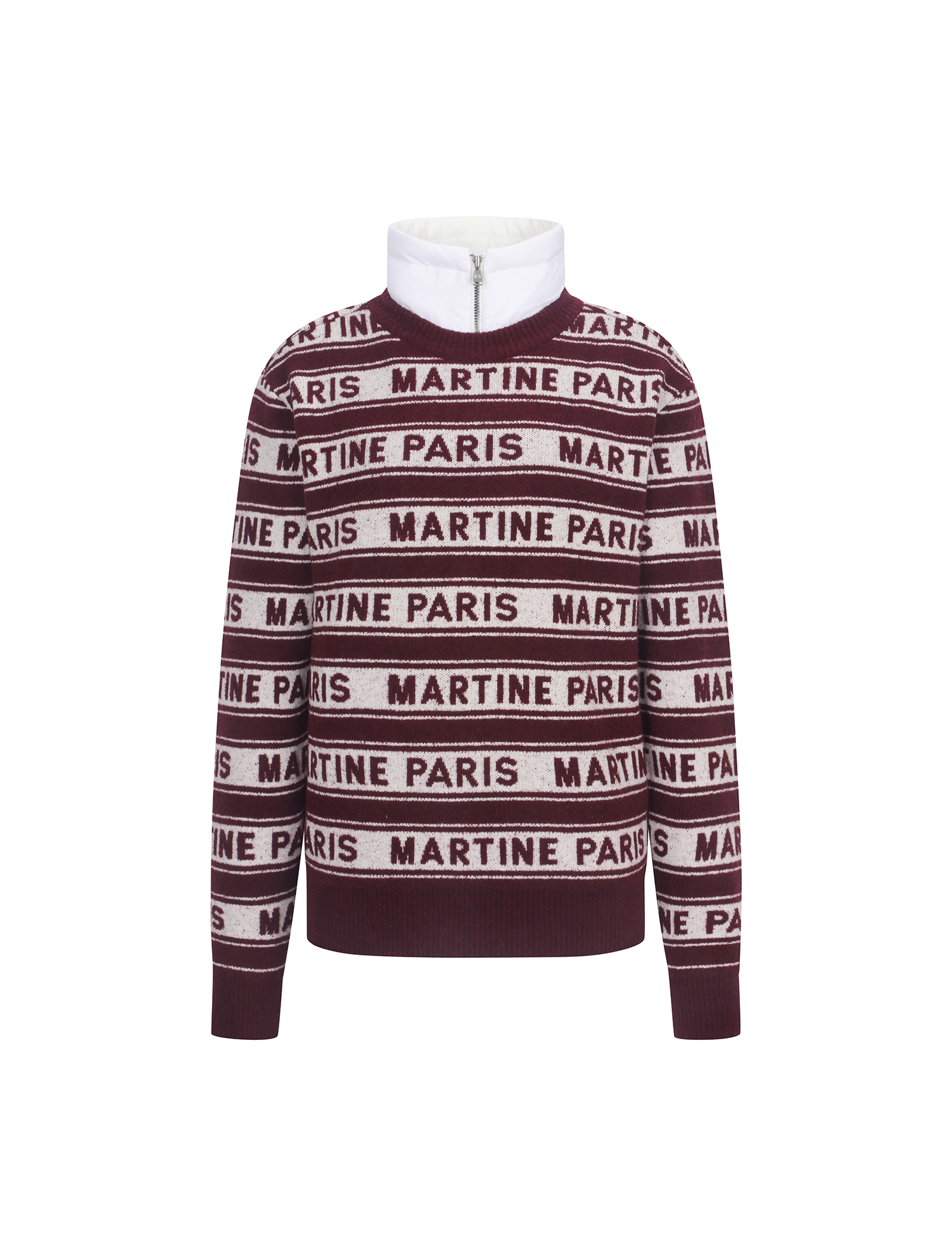 Logo Jacquard Padding Sweater_WINE (QW0ENI40679)