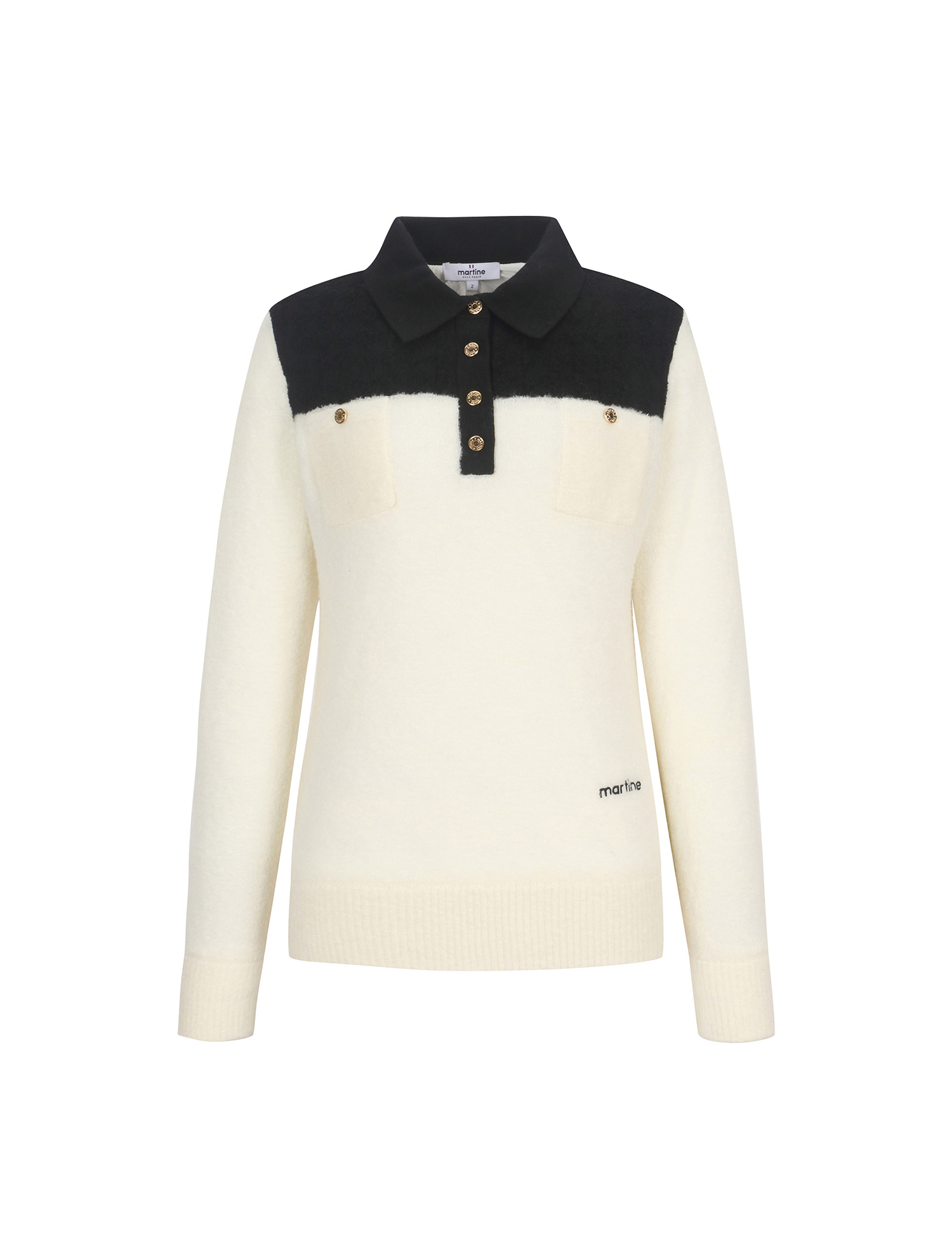 Hound Tooth Polo Neck Knit_OFF-WHITE (QW0ENI40530)