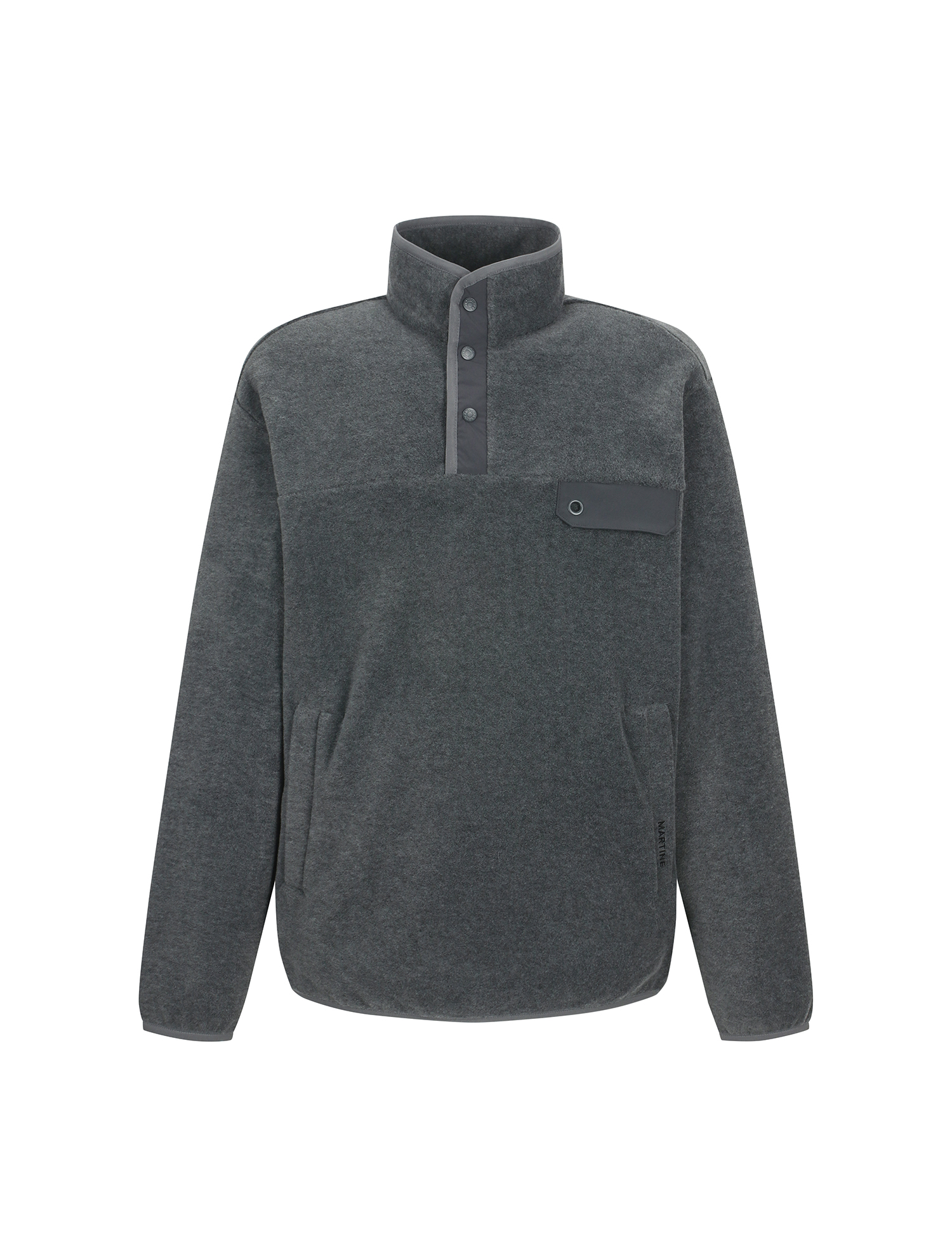 Fleece Button High neck T shirts_GRAY (Men) (QM0EKS40434)