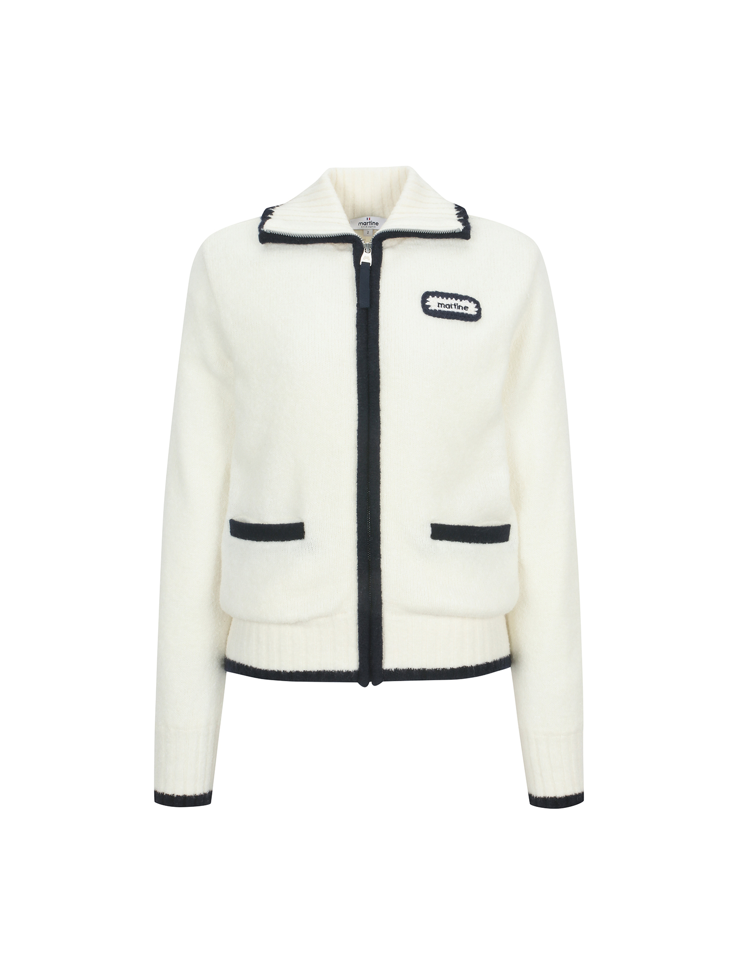 Fluffy Zip up Cardigan_OFF-WHITE (QW0ECD40130)