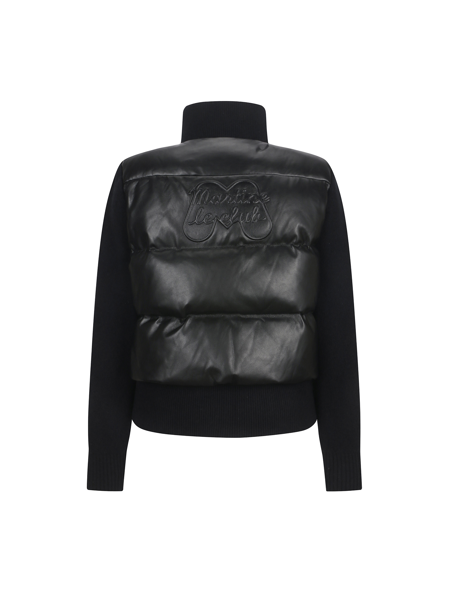 Eco Leather Mix Knit Jumper_BLACK (QW0EJP40439)