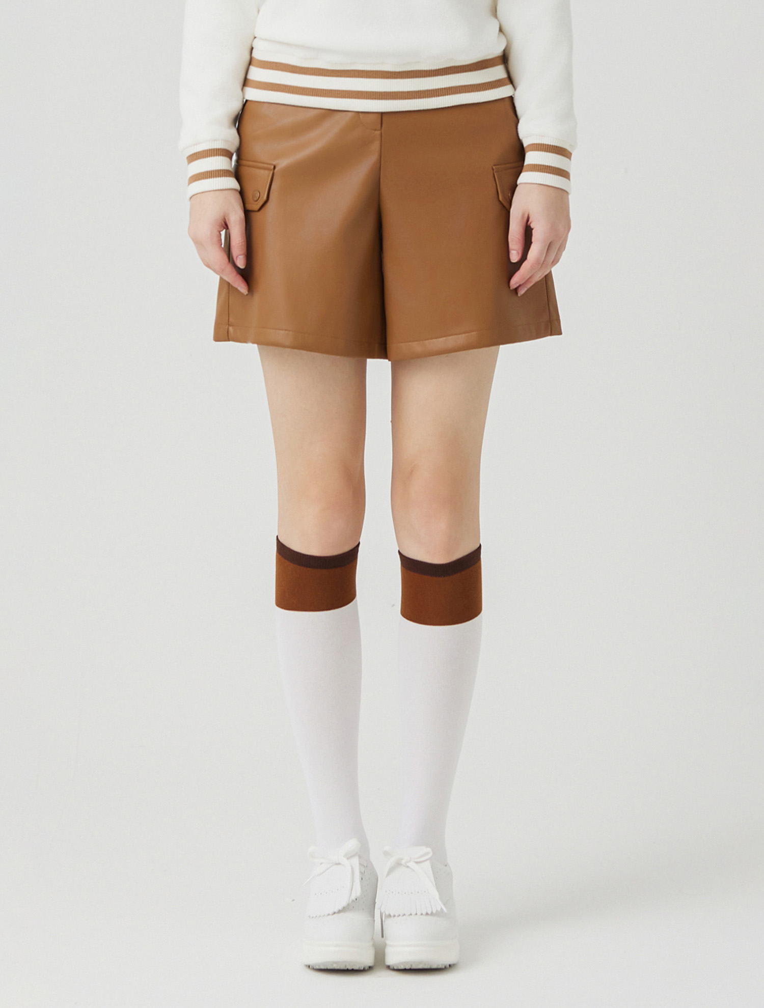 Leather Short Pants_BEIGE (QW0ESL40553)