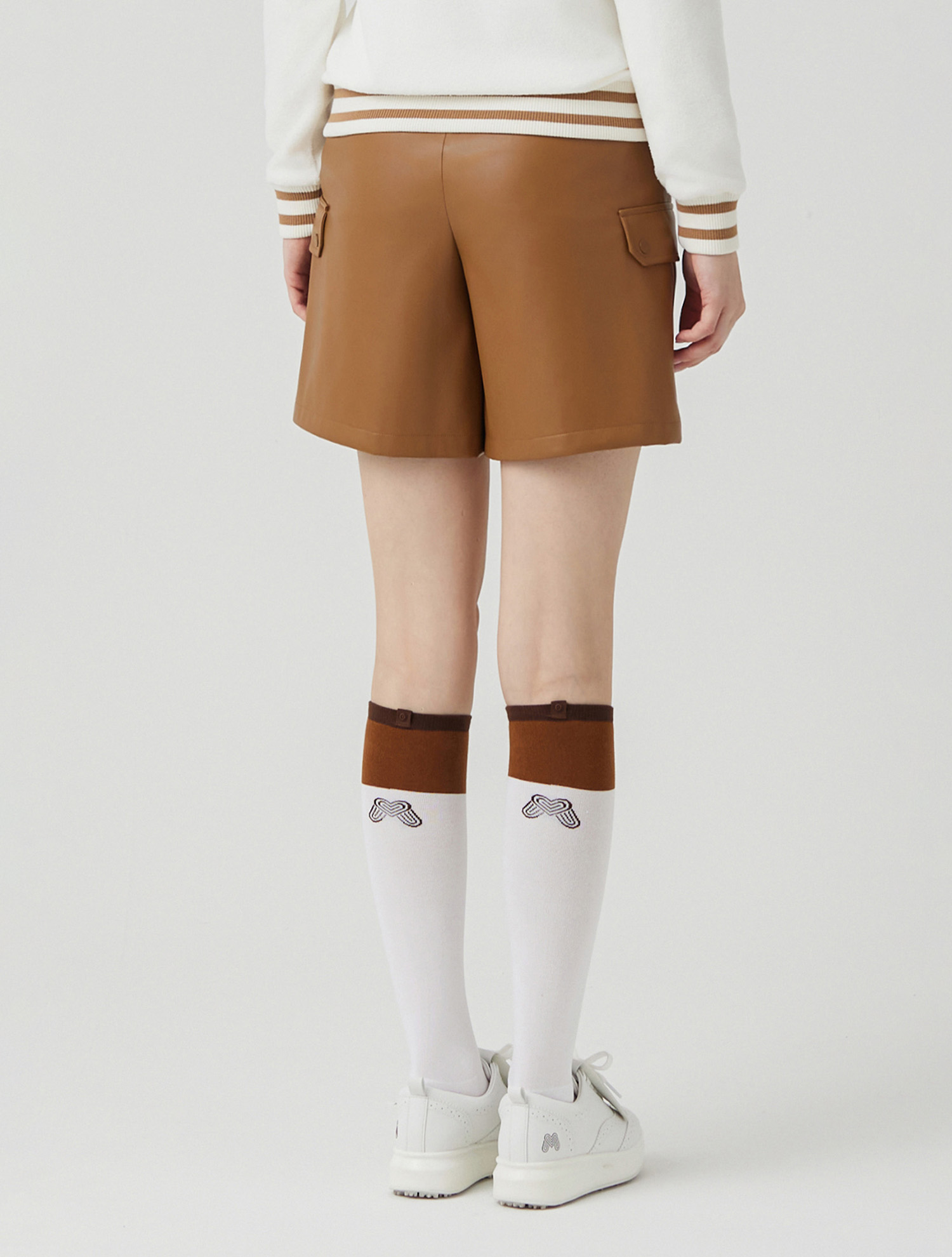 Leather Short Pants_BEIGE (QW0ESL40553)