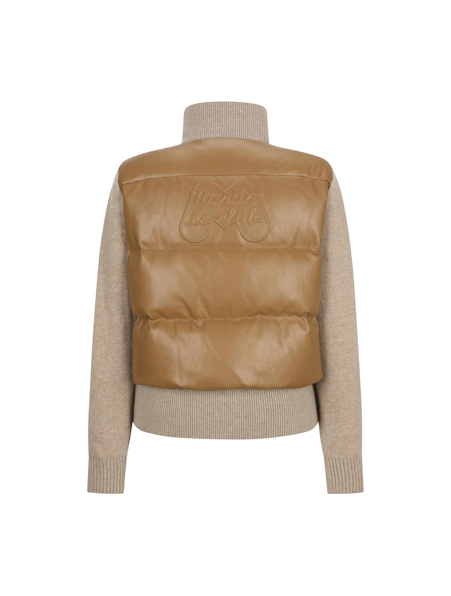 Eco Leather Mix Knit Jumper_BEIGE (QW0EJP40453)