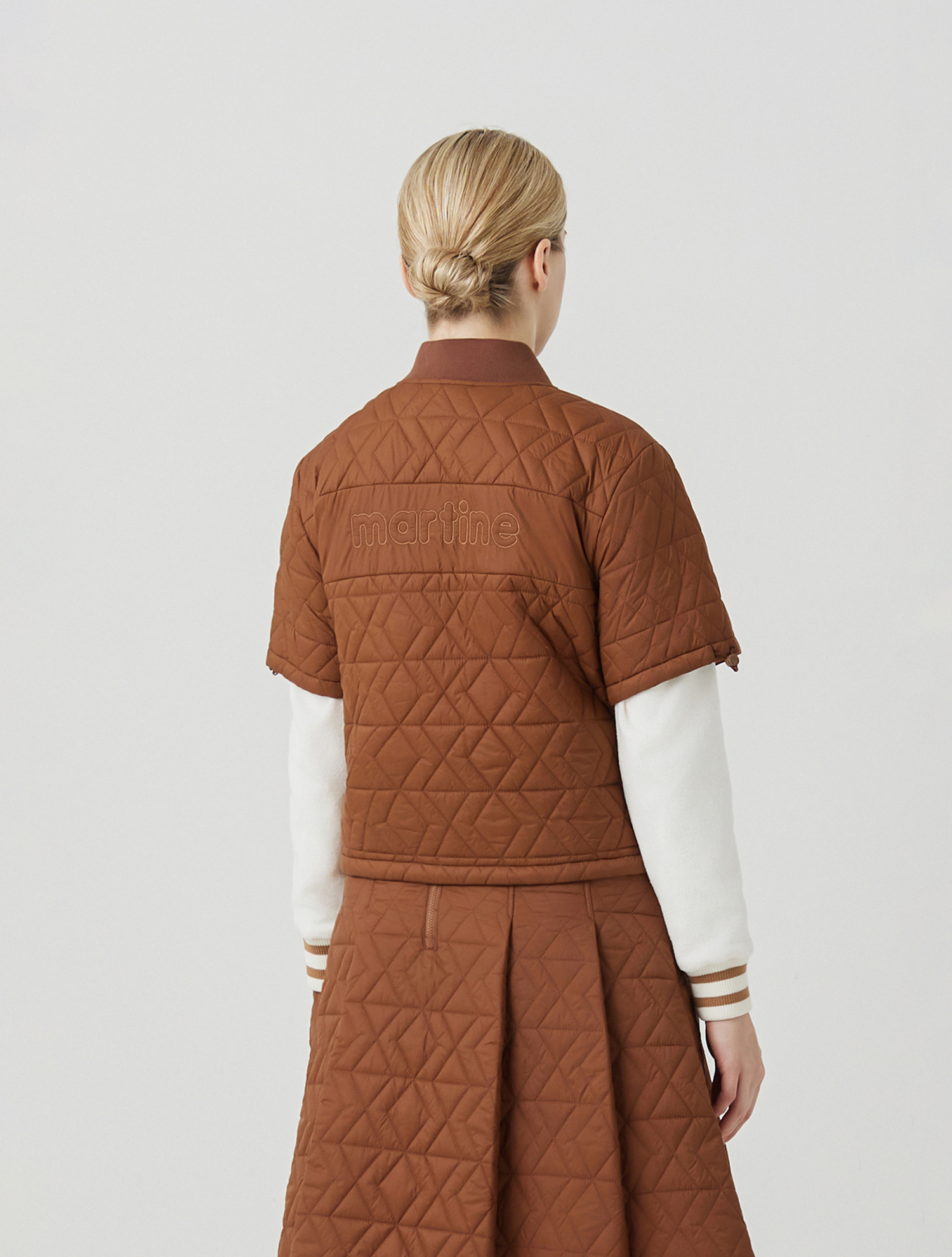 Quilting Half Sleeve Jumper_CAMEL (QW0EJP40160)