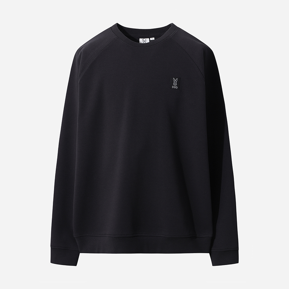 밀도 베이직 라벨로고 맨투맨(BLACK)